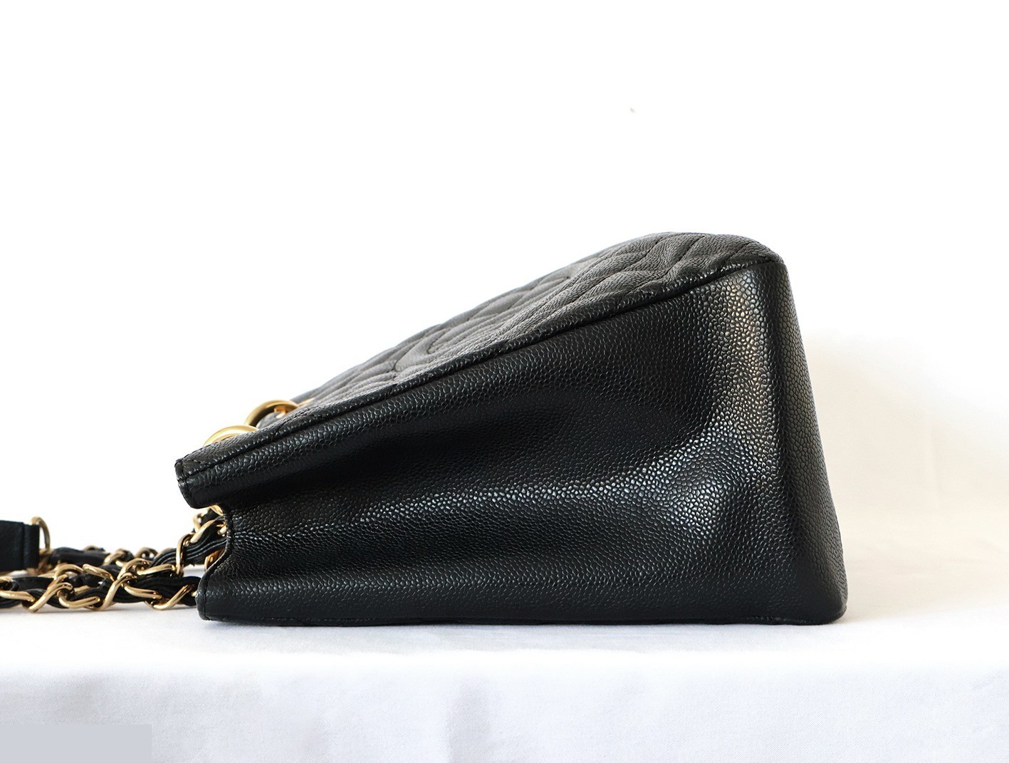 Caviar Skin GST Chain Tote Bag, Black — view 6