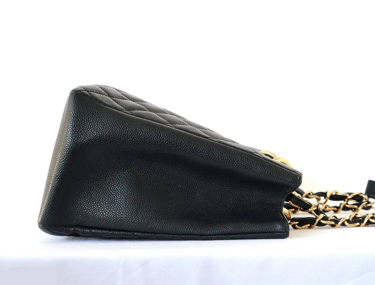Caviar Skin GST Chain Tote Bag, Black — view 7