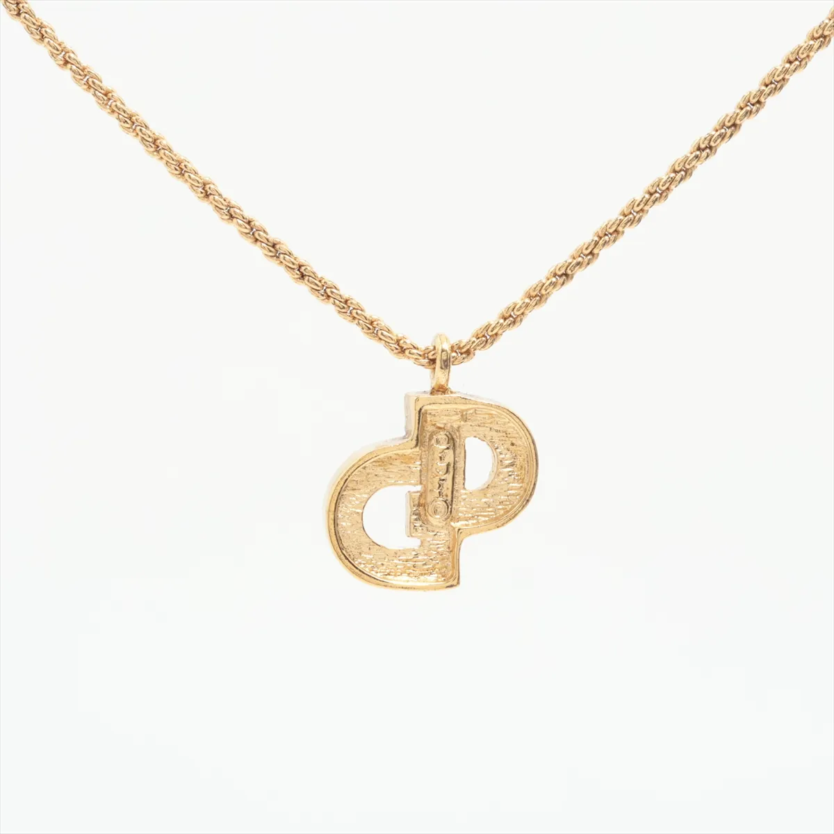 CD Logo Necklace GP x Rhinestone Gold — view 2