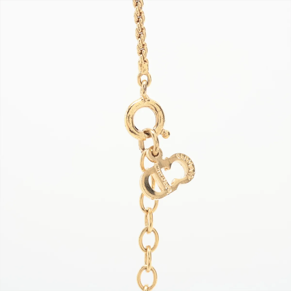 CD Logo Necklace GP x Rhinestone Gold — view 3