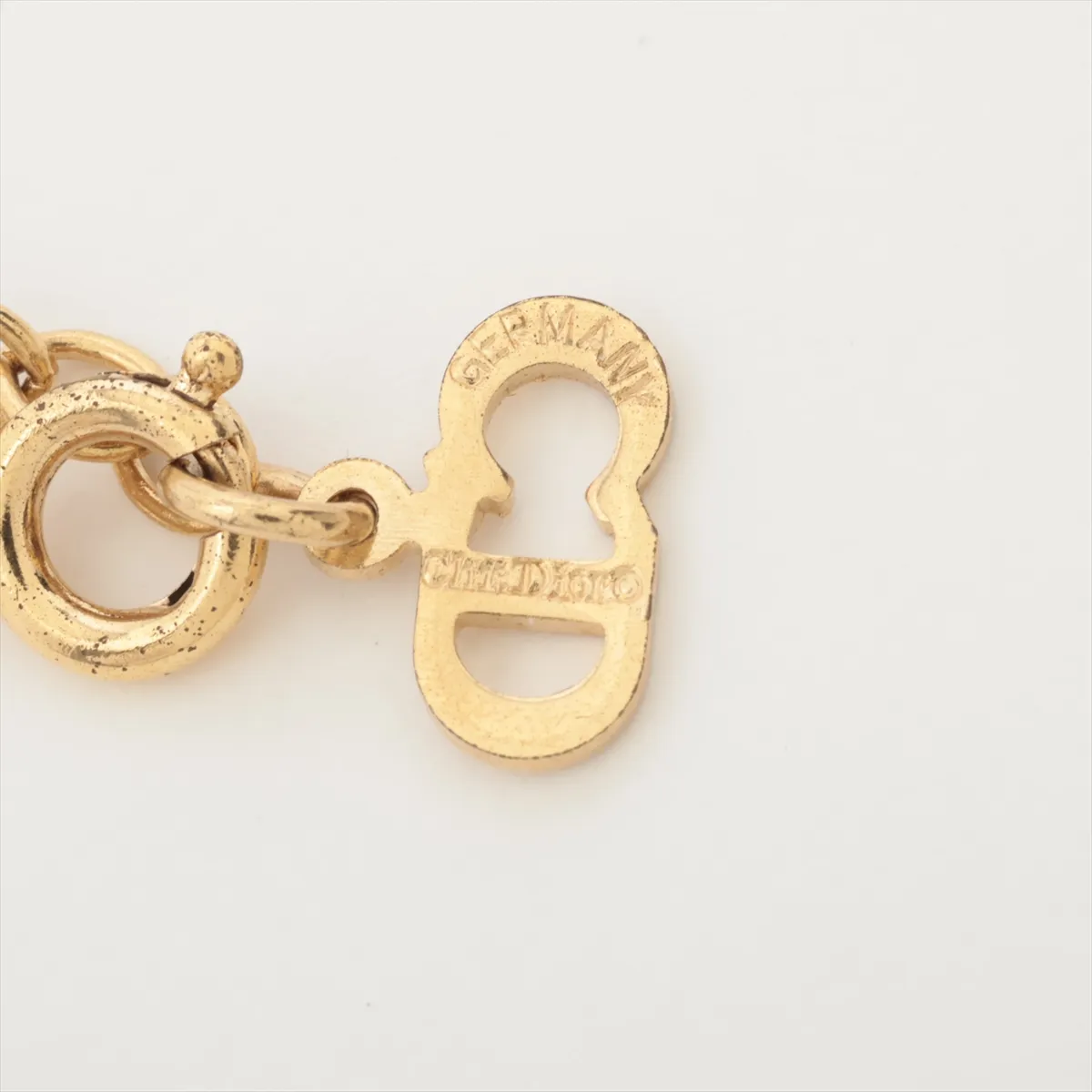 CD Logo Necklace GP x Rhinestone Gold — view 4