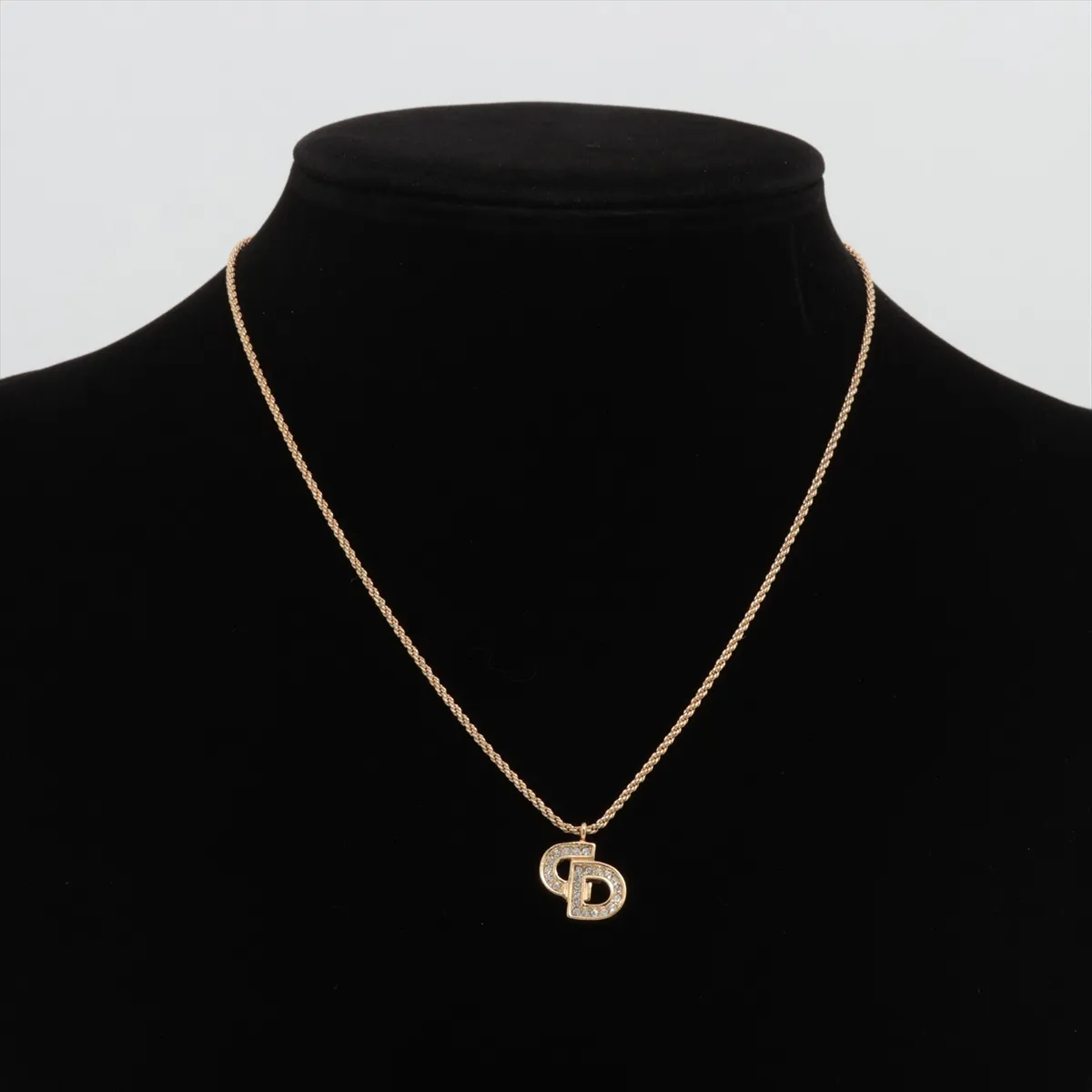 CD Logo Necklace GP x Rhinestone Gold — view 5