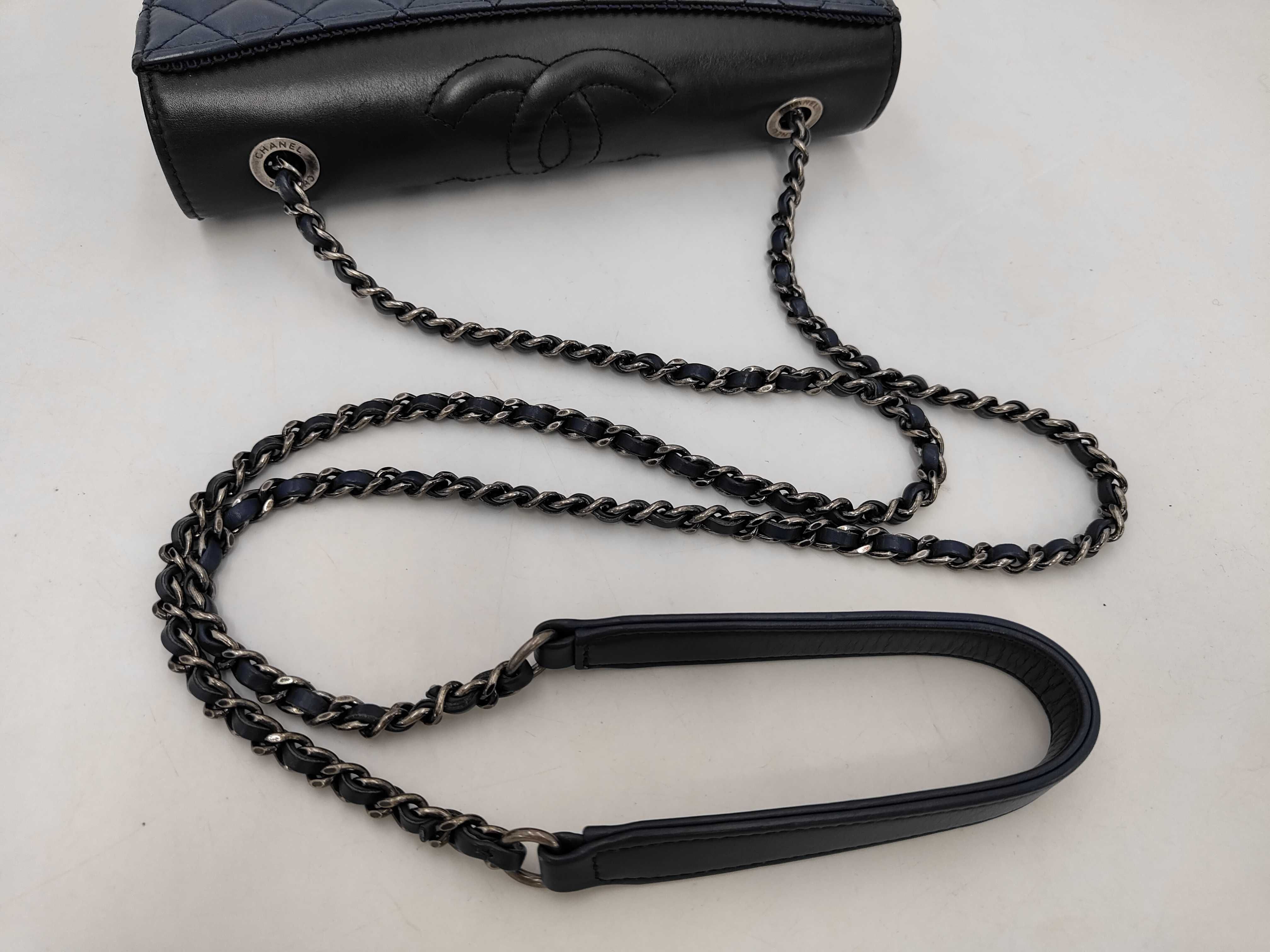 Gabrielle de Chanel Hobo Bag, Aged Calfskin, Navy/Black, Silver Hardware, Shoulder Bag — view 9