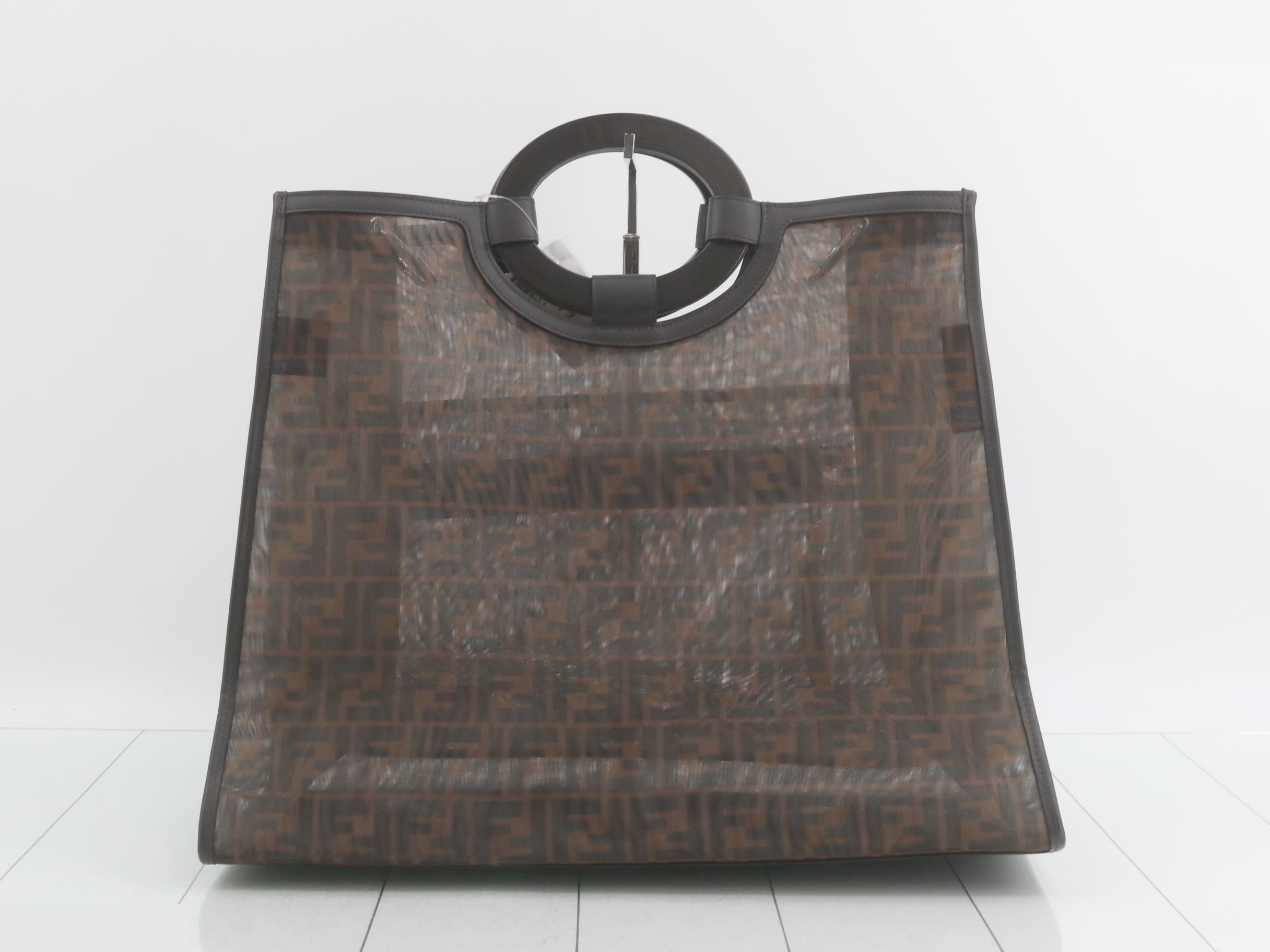 Runaway Shopper Tote Bag, Nylon, Zucca Mesh, Brown — view 2