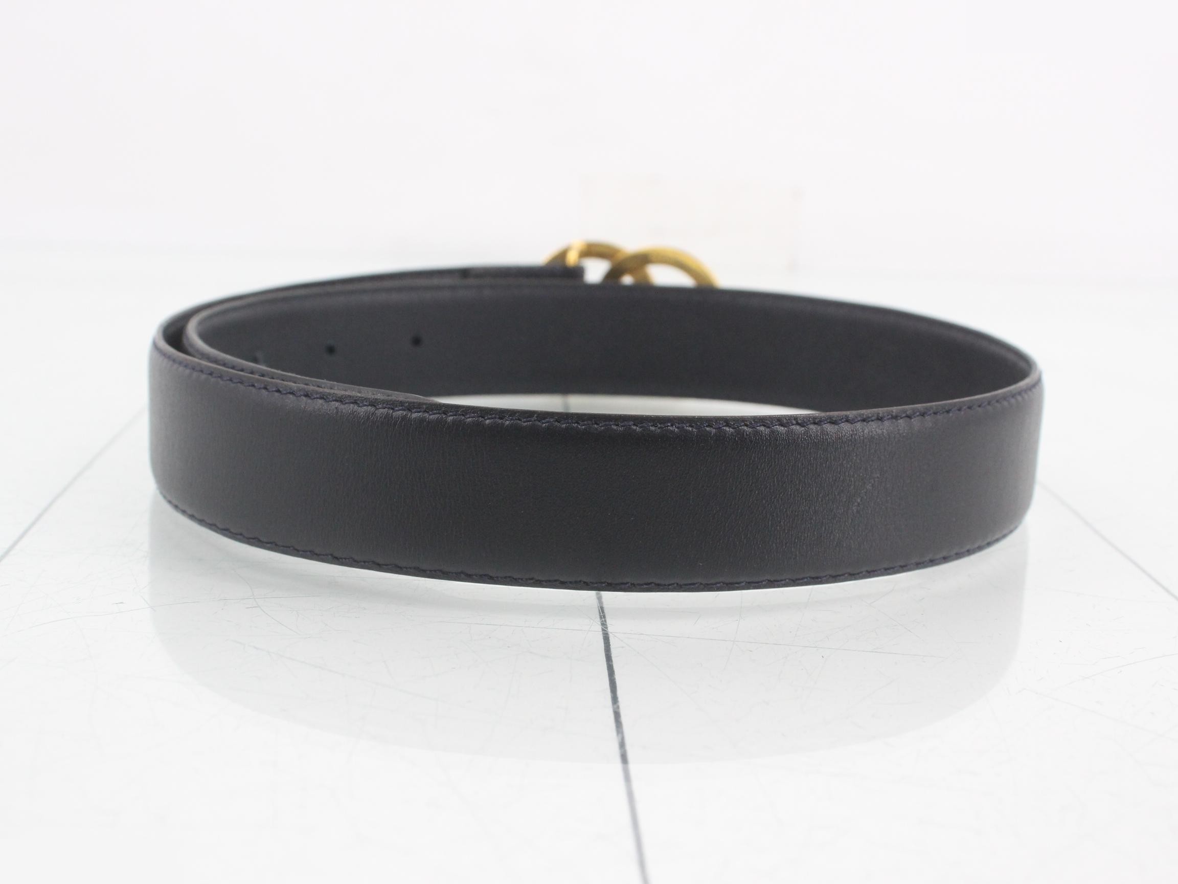 Leather Coco Mark Belt, Black — view 2