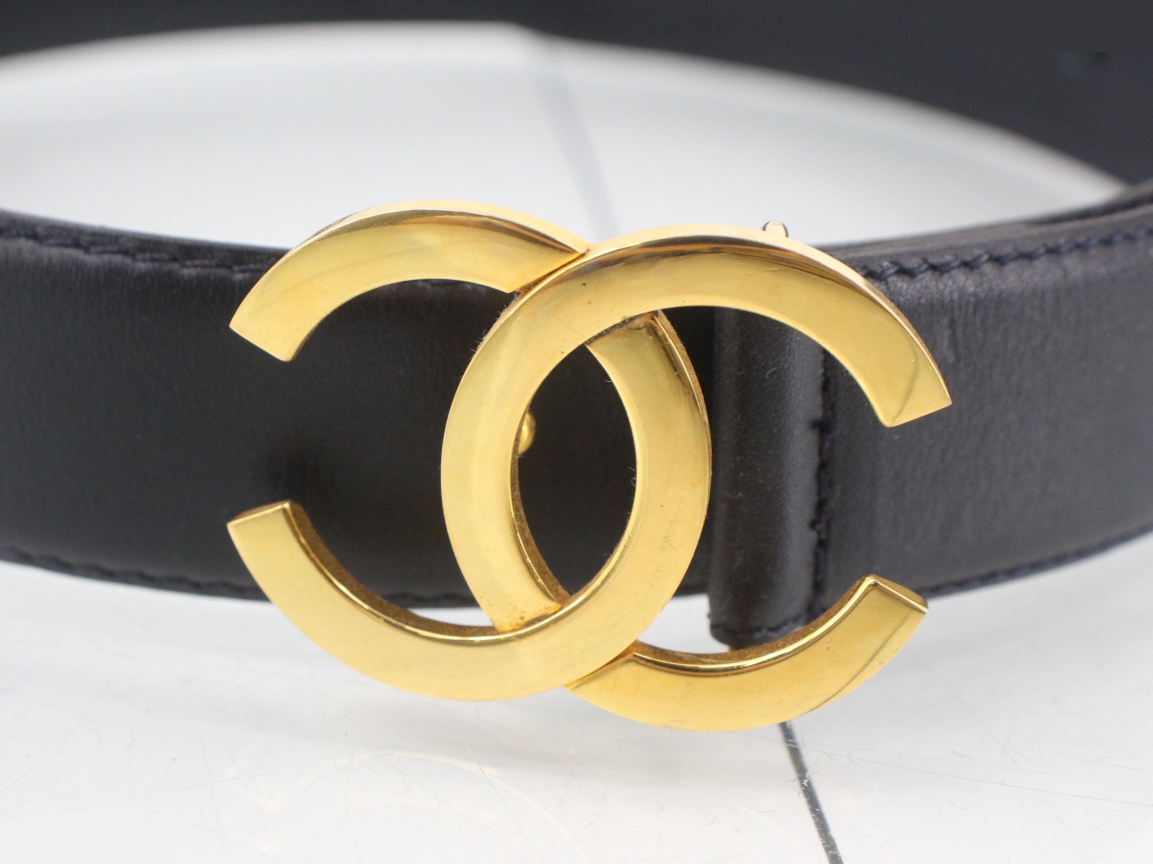 Leather Coco Mark Belt, Black — view 3