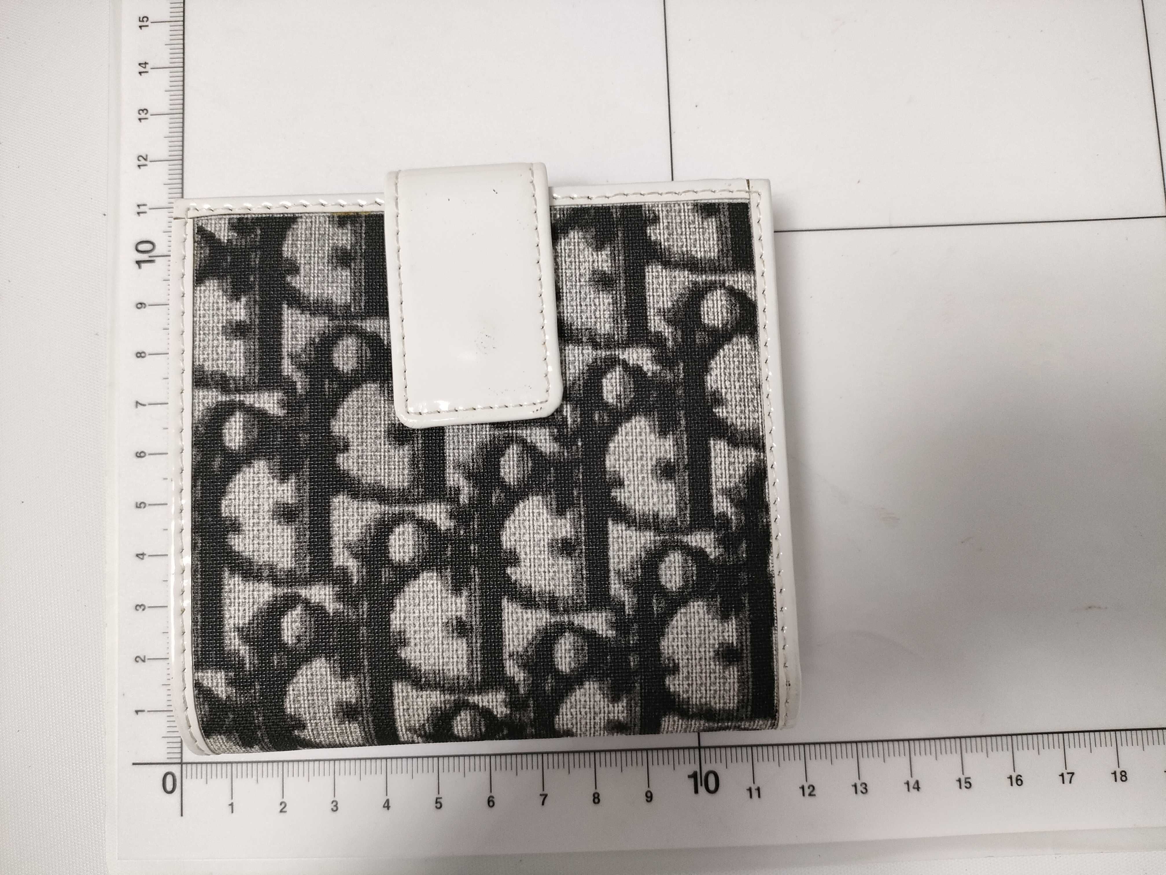 Trotter Compact Wallet, PVC Leather, Black and White — view 2