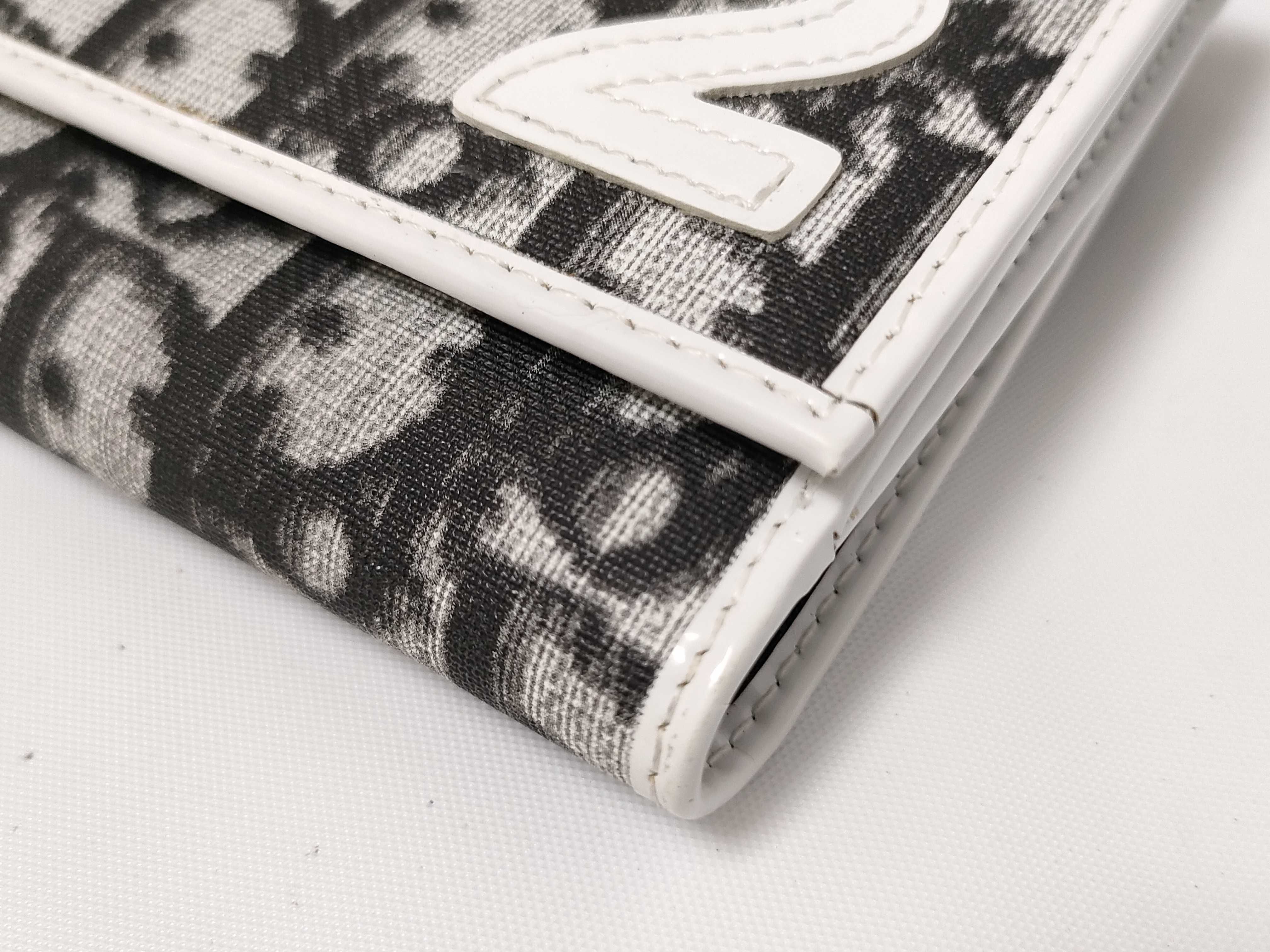 Trotter Compact Wallet, PVC Leather, Black and White — view 3