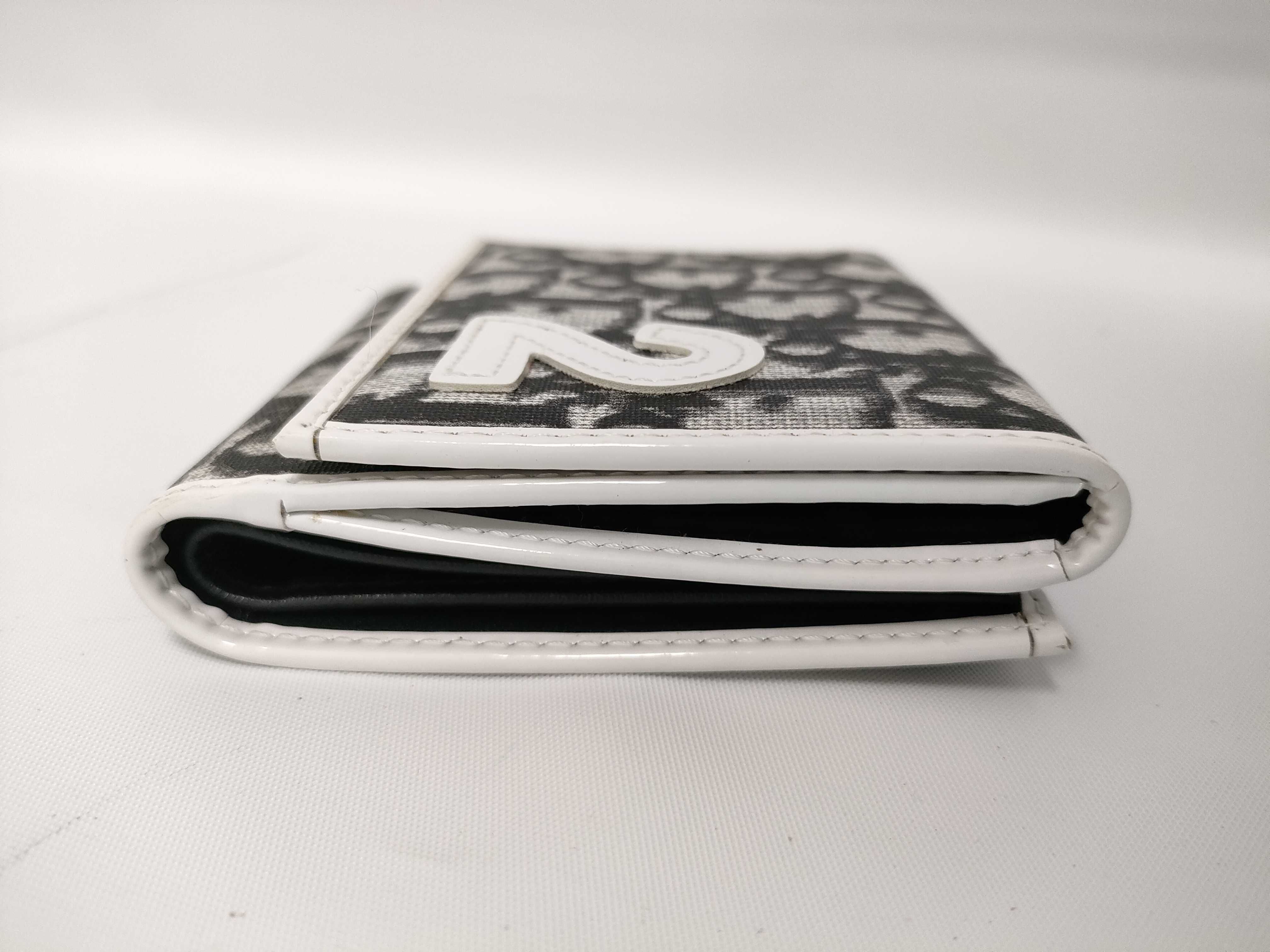 Trotter Compact Wallet, PVC Leather, Black and White — view 5
