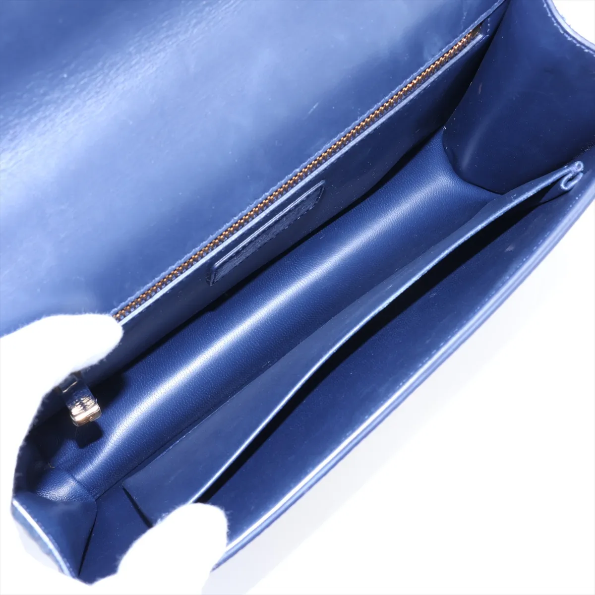 Montaigne 30 Leather Shoulder Bag, Blue — view 6