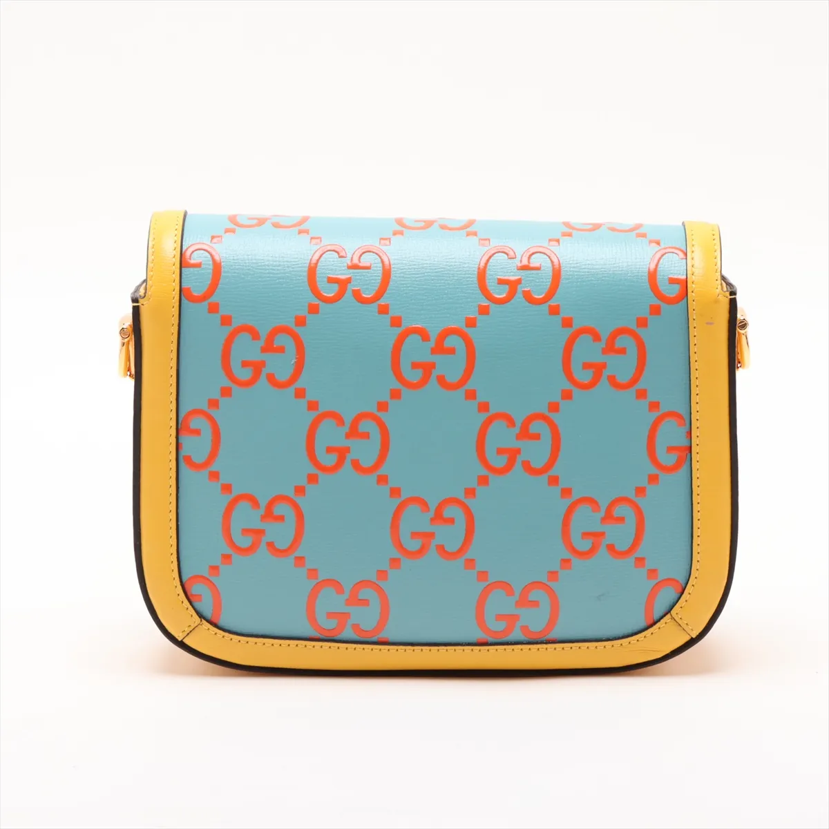 Horsebit 1955 658574 Leather 2-Way Shoulder Bag Yellow x Blue — view 2