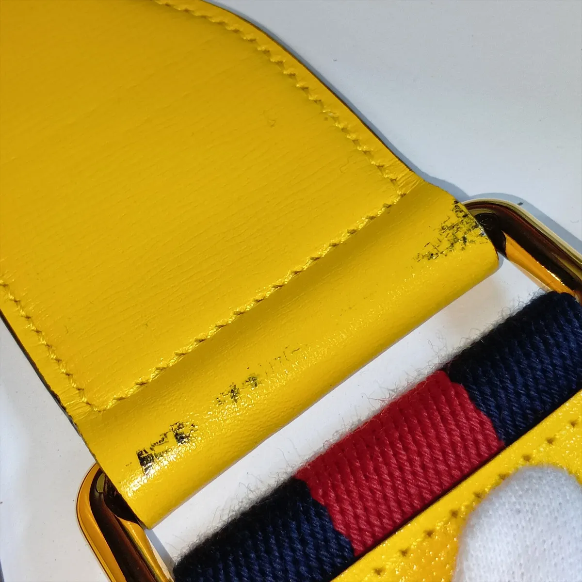 Horsebit 1955 658574 Leather 2-Way Shoulder Bag Yellow x Blue — view 11