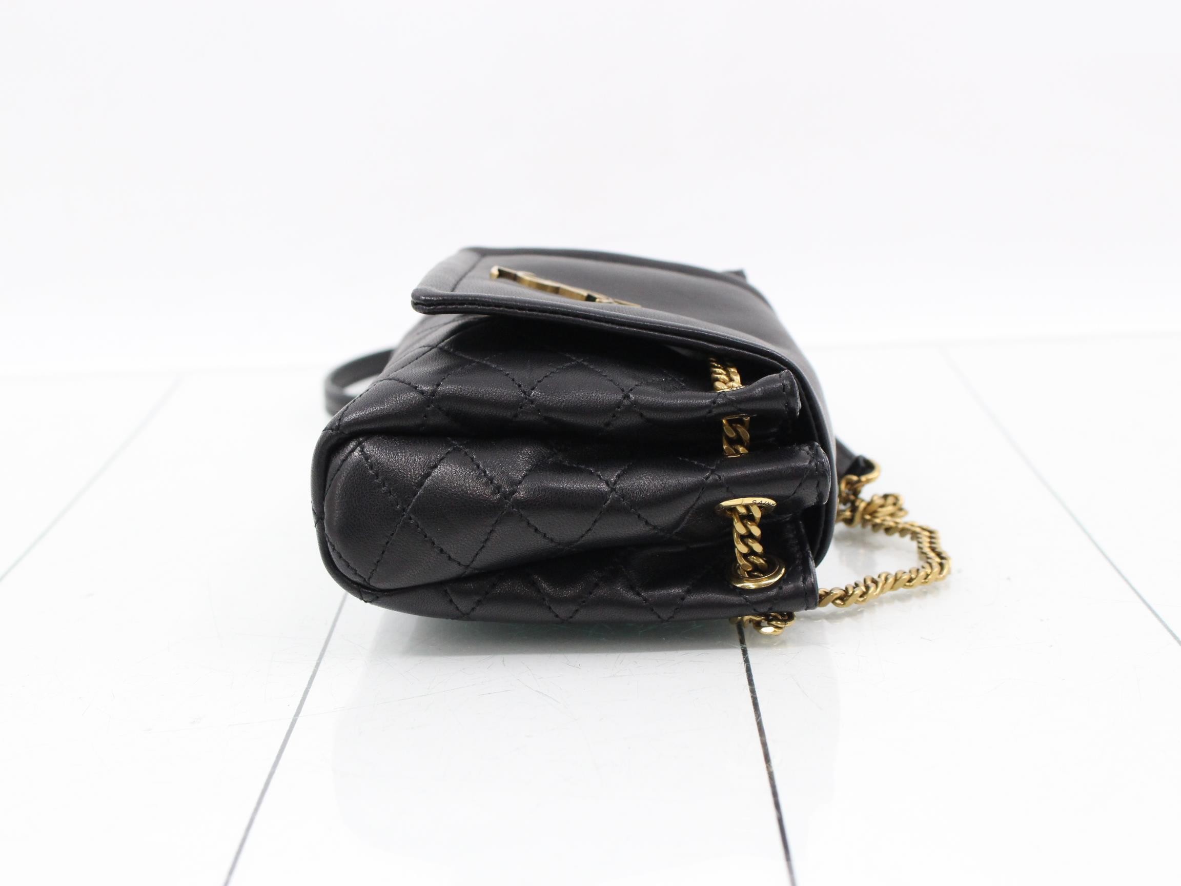 Mini Nolita Leather Chain Shoulder Bag, Black — view 3