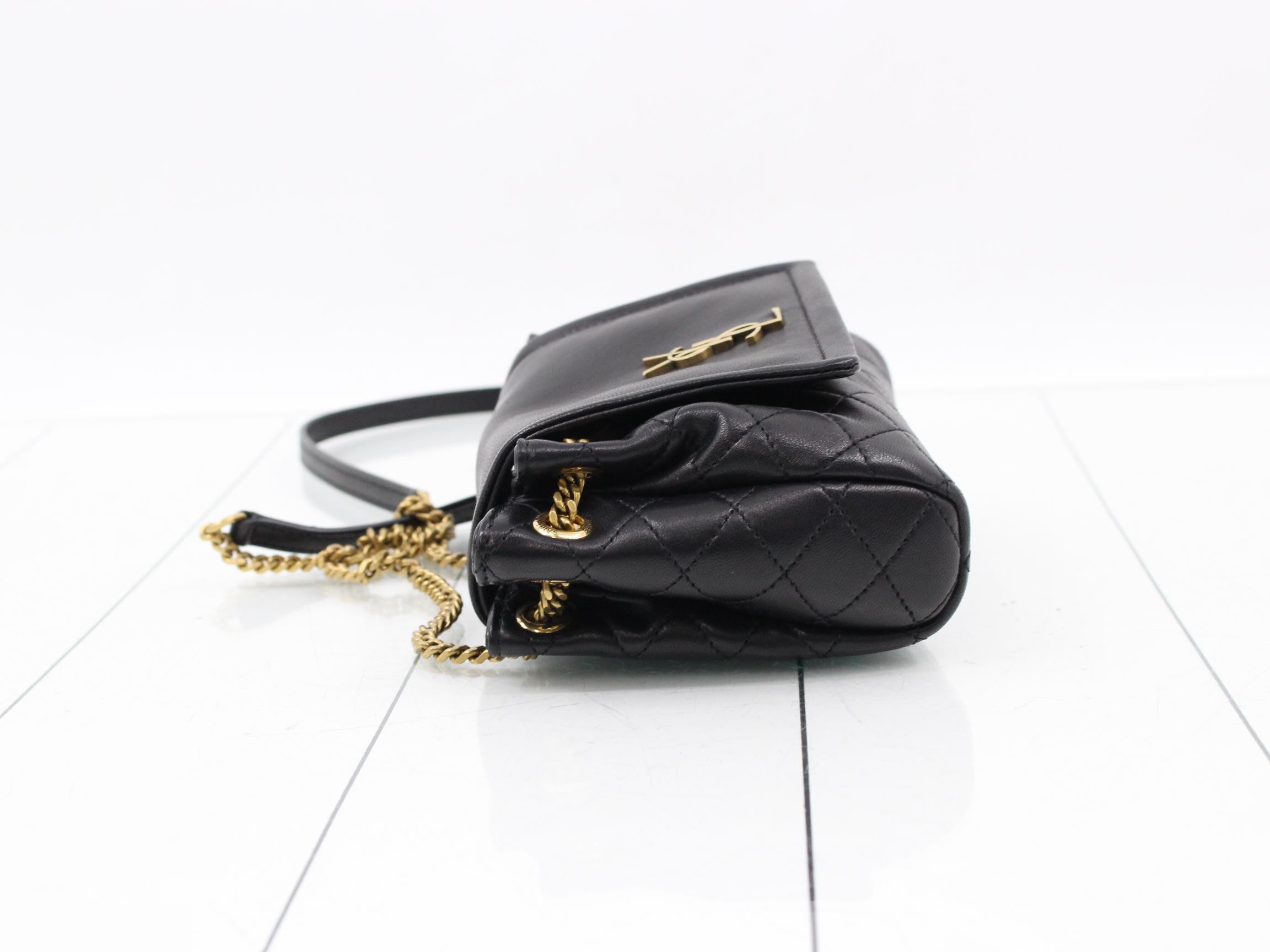 Mini Nolita Leather Chain Shoulder Bag, Black — view 4