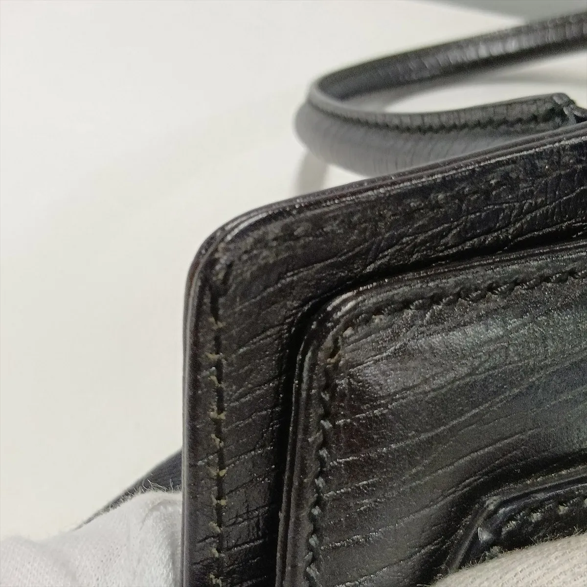 GG Canvas x Leather Handbag Black 114913 — view 12