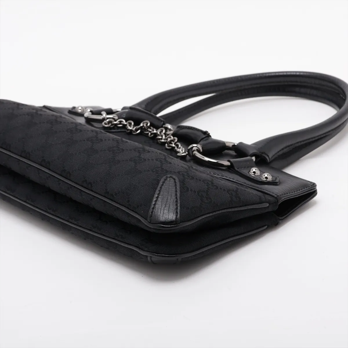 GG Canvas x Leather Handbag Black 114913 — view 3