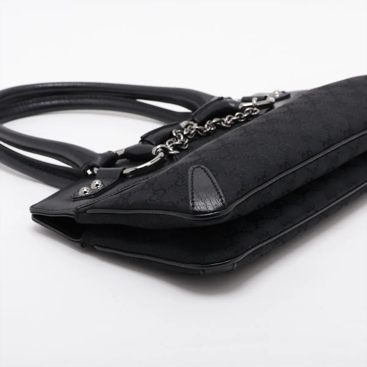 GG Canvas x Leather Handbag Black 114913 — view 4