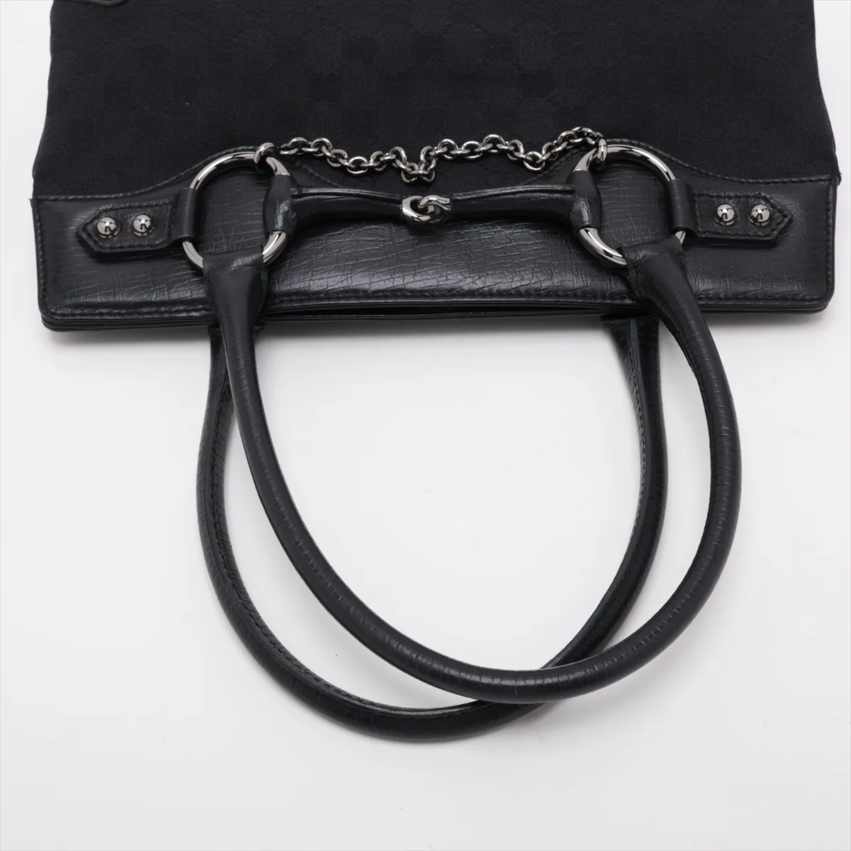 GG Canvas x Leather Handbag Black 114913 — view 5