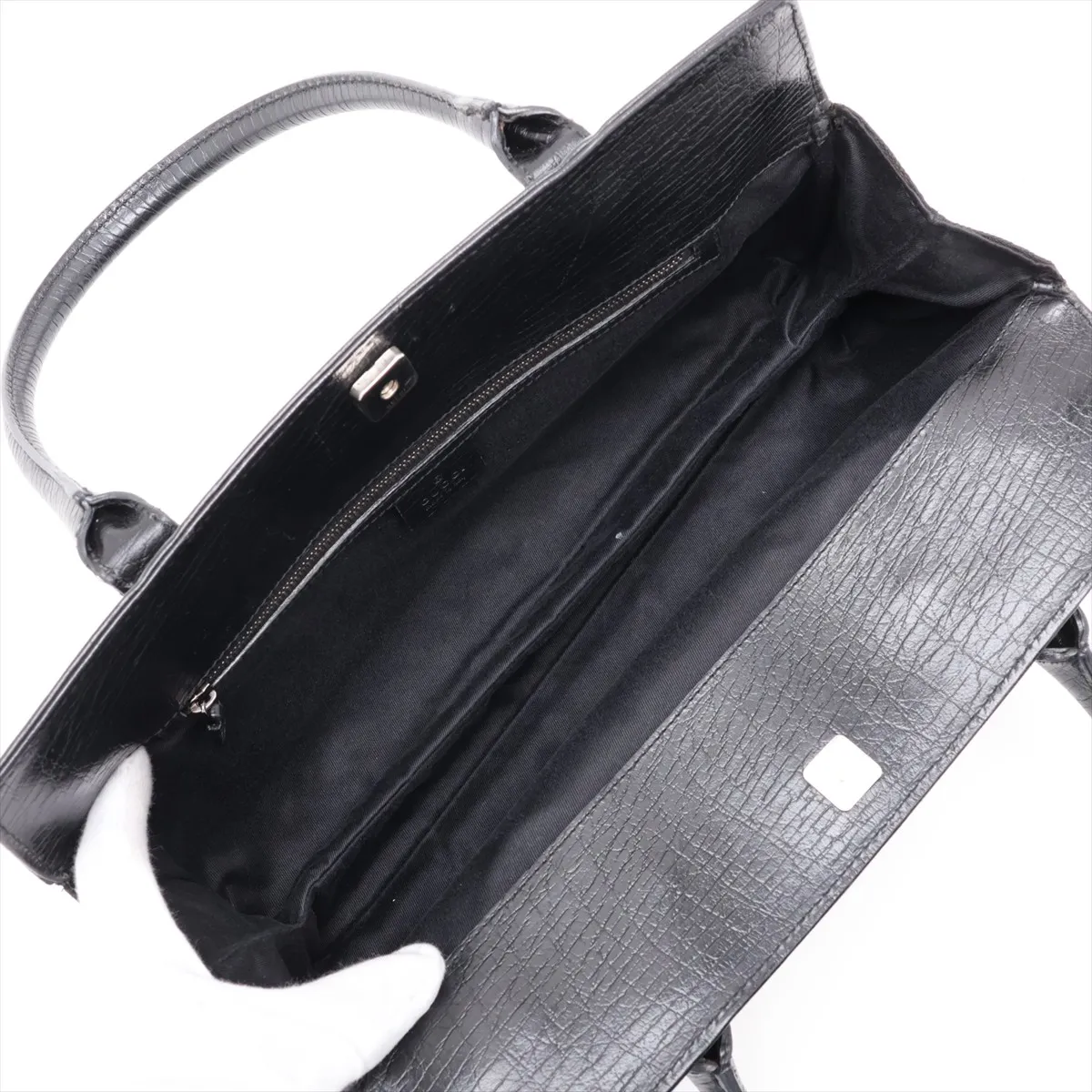 GG Canvas x Leather Handbag Black 114913 — view 7