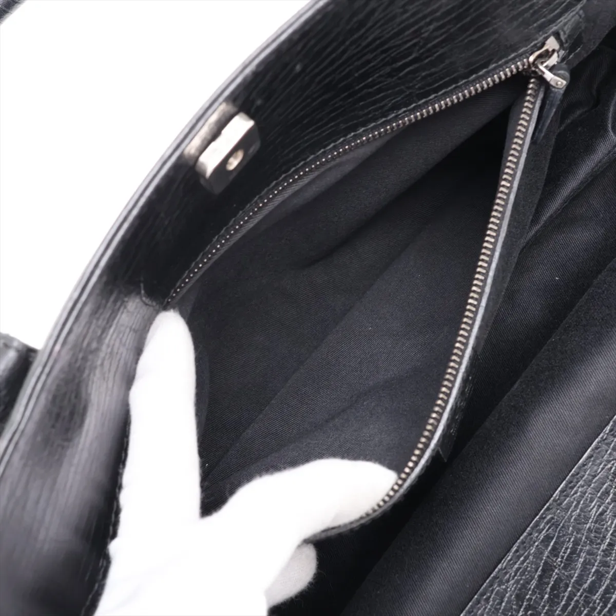 GG Canvas x Leather Handbag Black 114913 — view 8