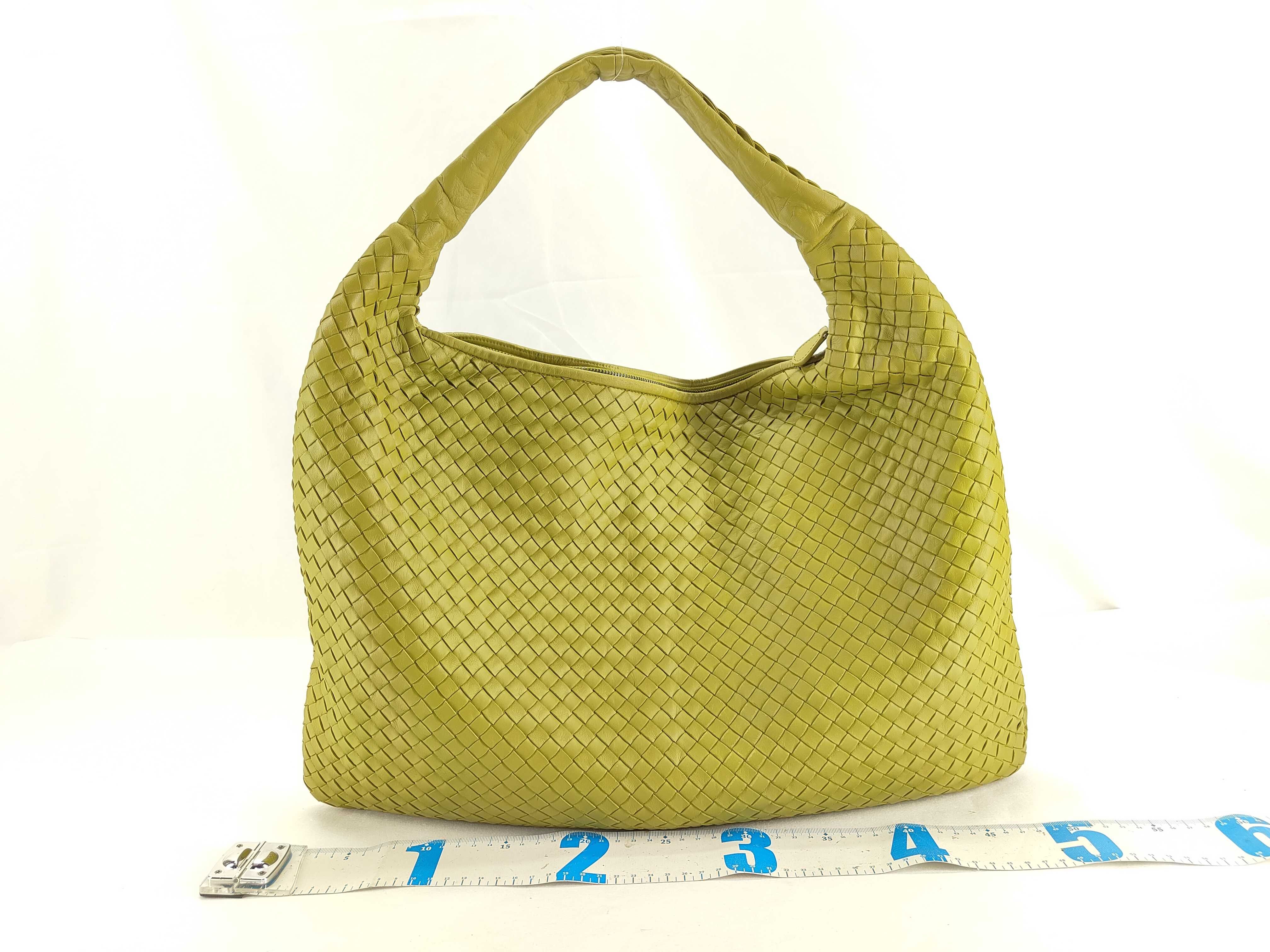 Intrecciato Leather Shoulder Bag, Green — view 2