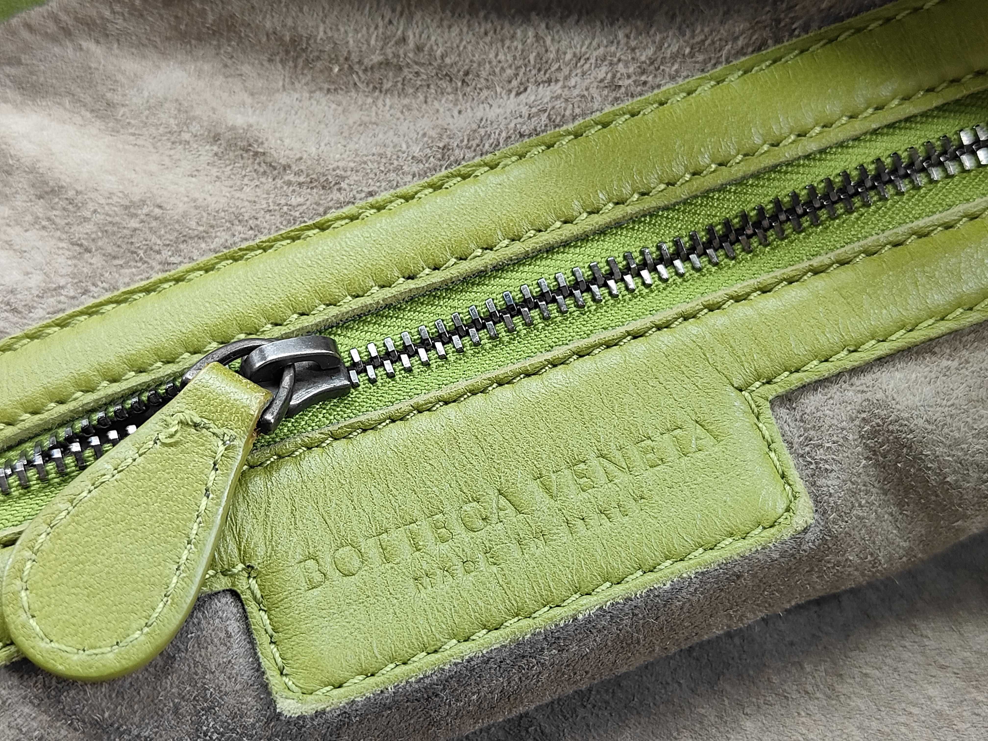 Intrecciato Leather Shoulder Bag, Green — view 12