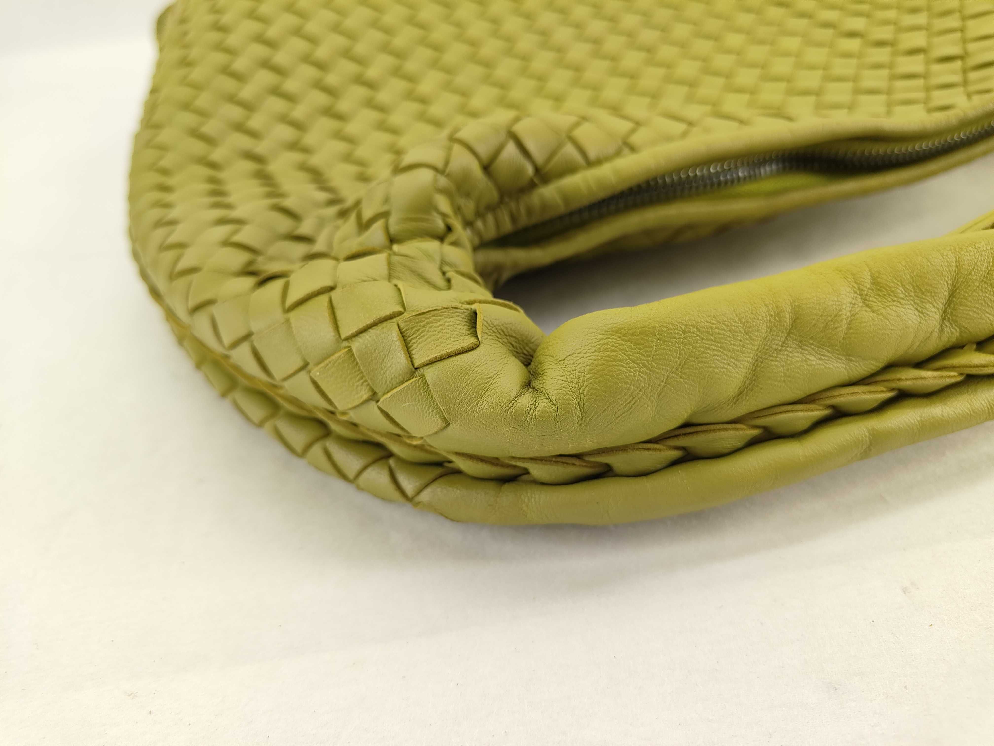 Intrecciato Leather Shoulder Bag, Green — view 4