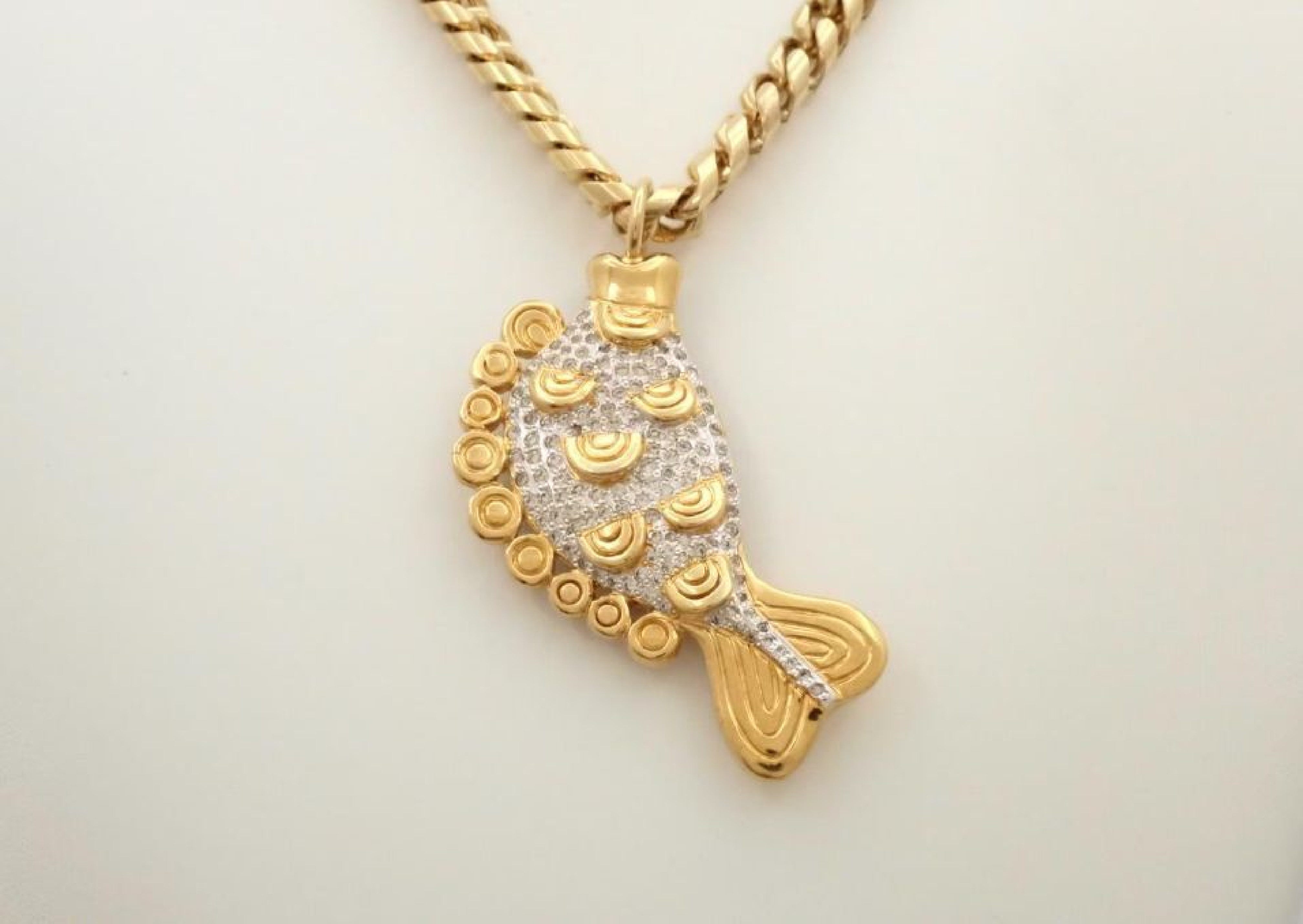 Gold Necklace with Fish Motif — view 2