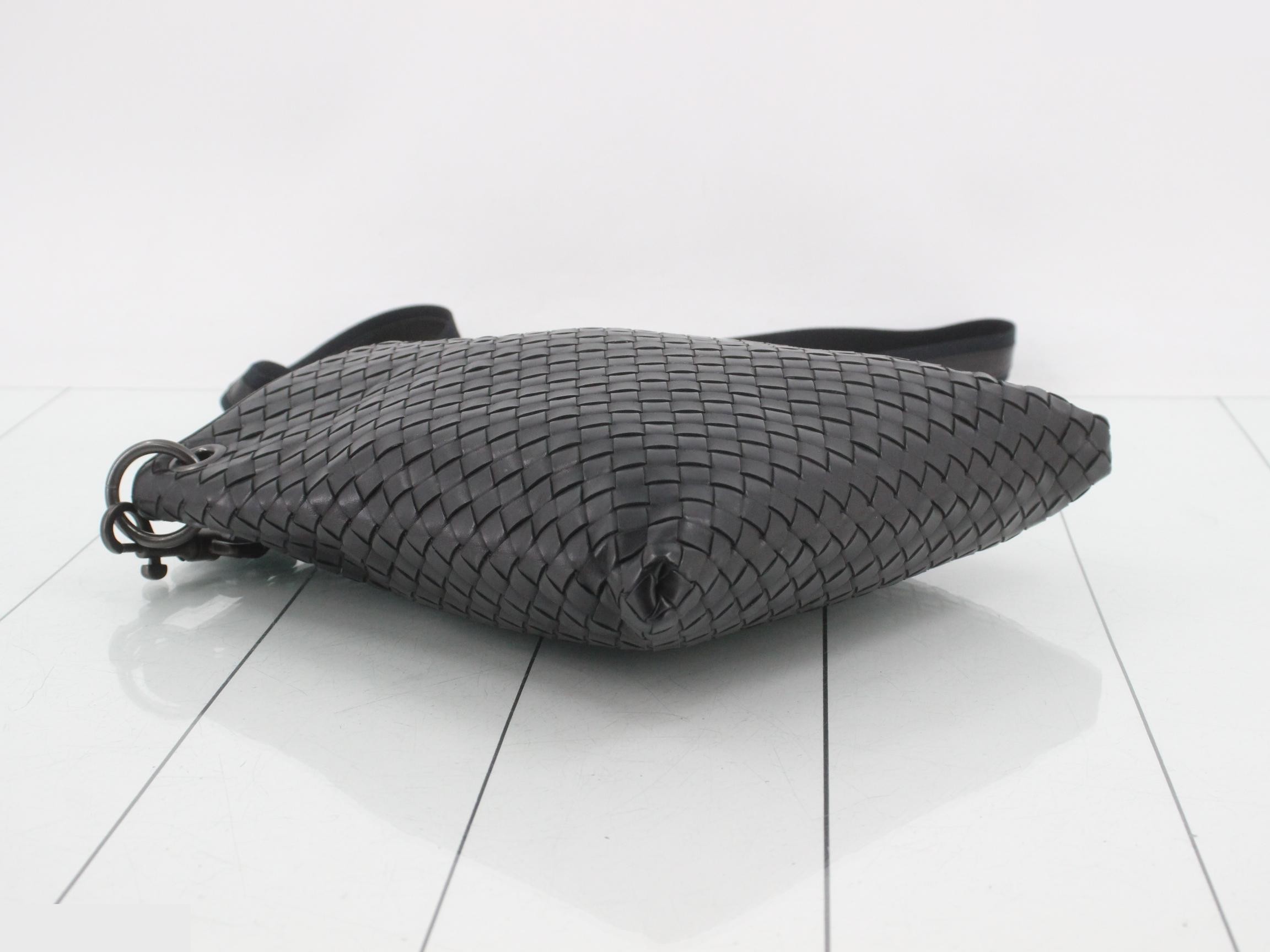 Leather Intrecciato Shoulder Bag with Strap — view 5