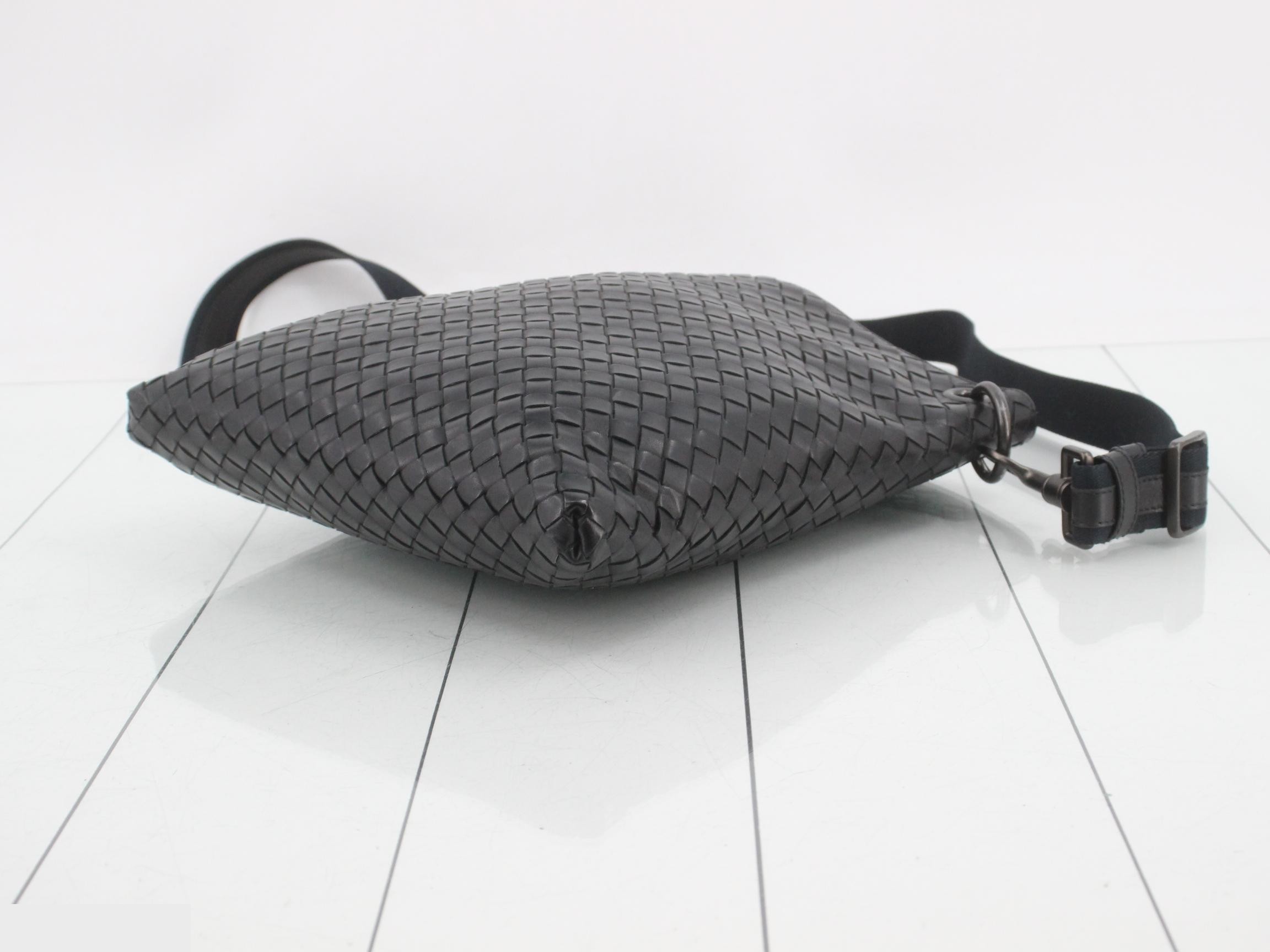 Leather Intrecciato Shoulder Bag with Strap — view 6