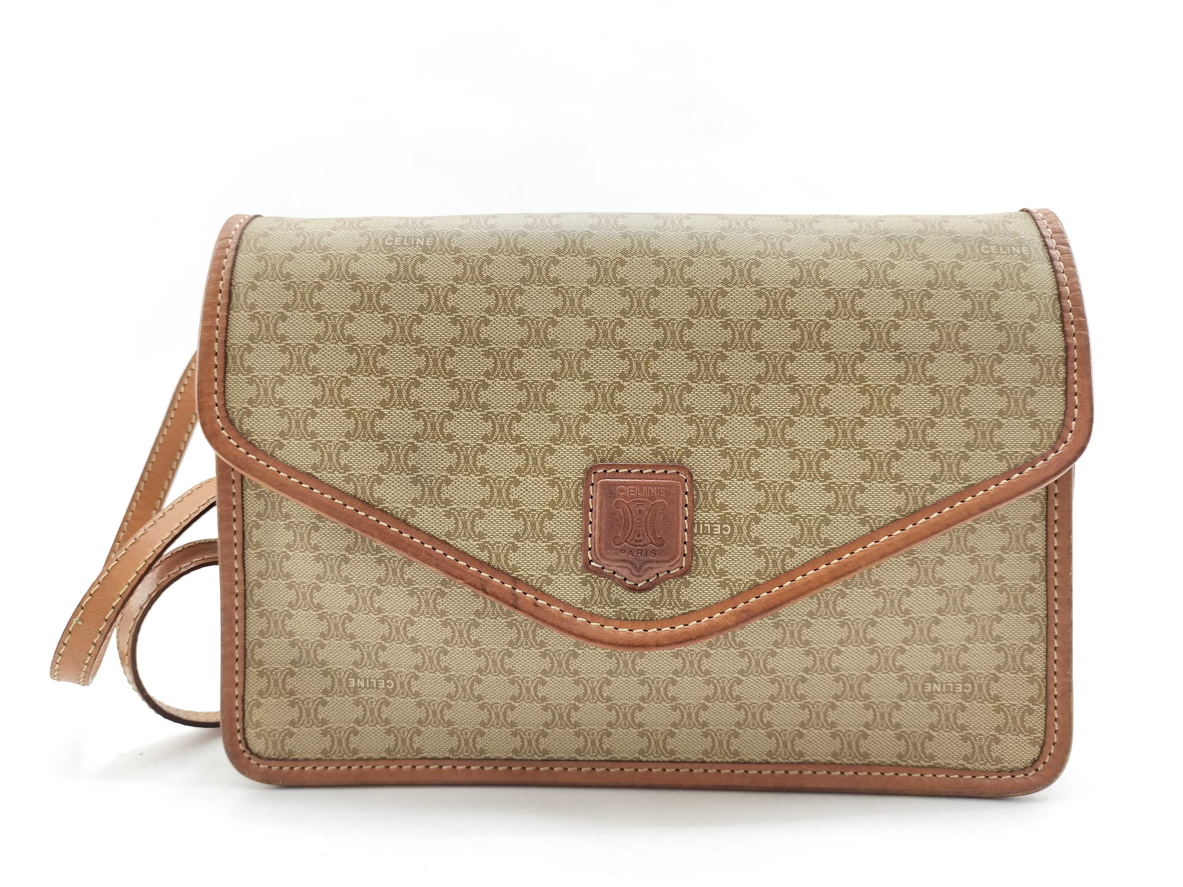 PVC Macadam pattern shoulder bag, beige clutch bag