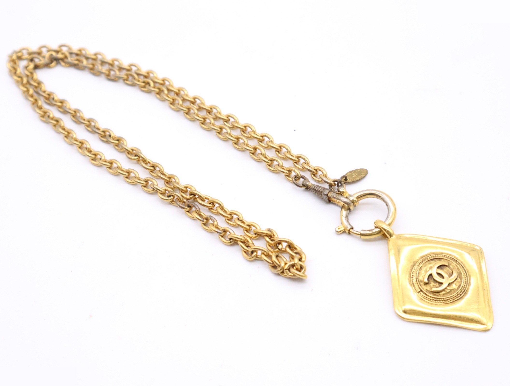 GP Diamond Motif Vintage Coco Mark Chain Necklace Gold — view 2