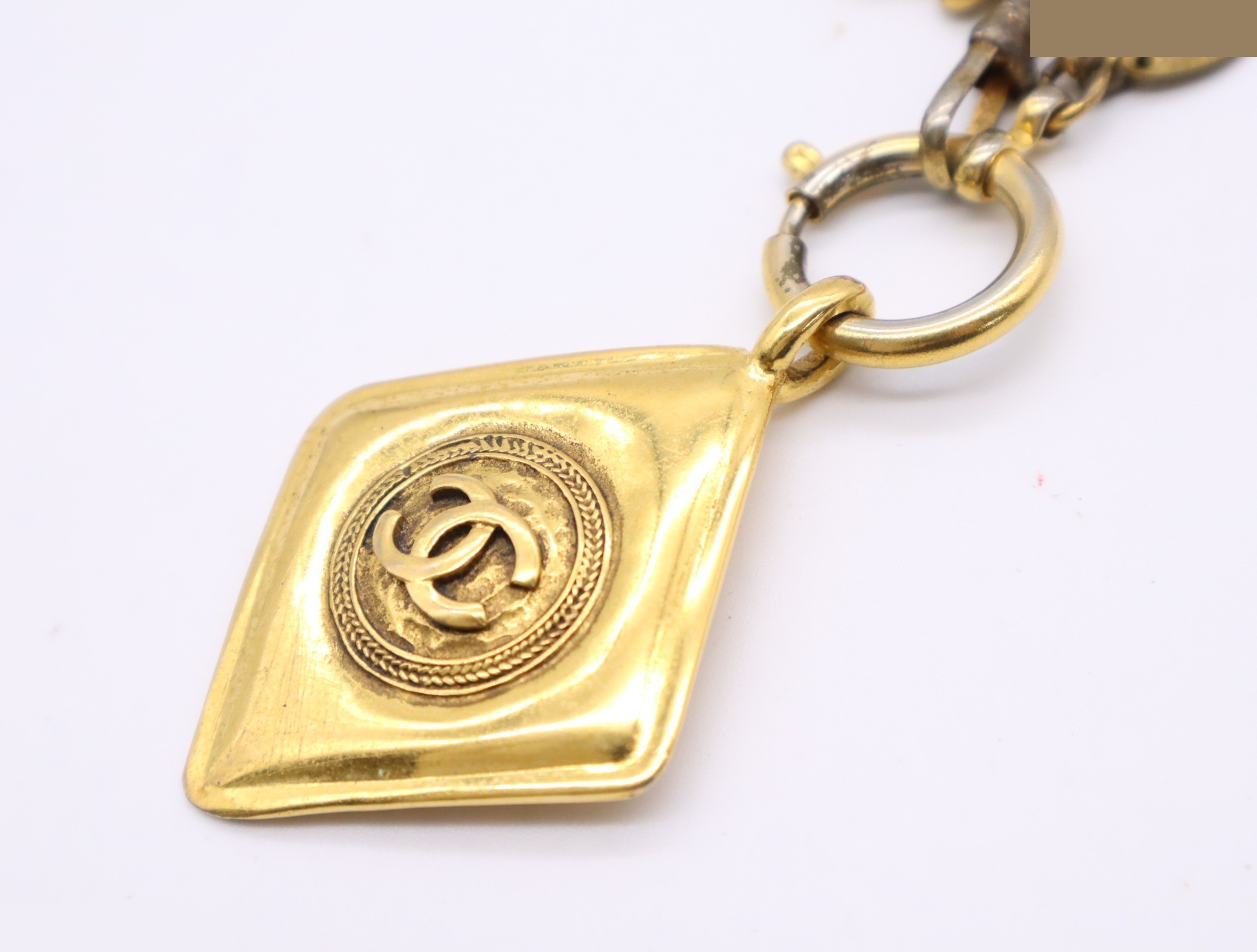 GP Diamond Motif Vintage Coco Mark Chain Necklace Gold — view 3