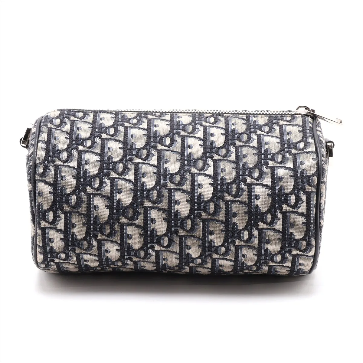 Oblique Canvas x Leather Shoulder Bag, Navy x Black — view 2