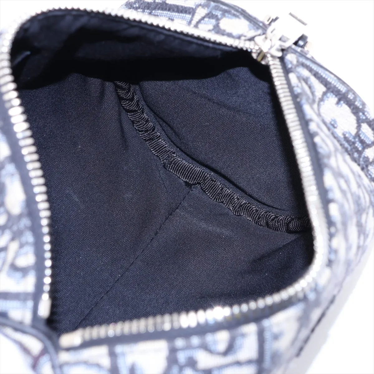 Oblique Canvas x Leather Shoulder Bag, Navy x Black — view 6