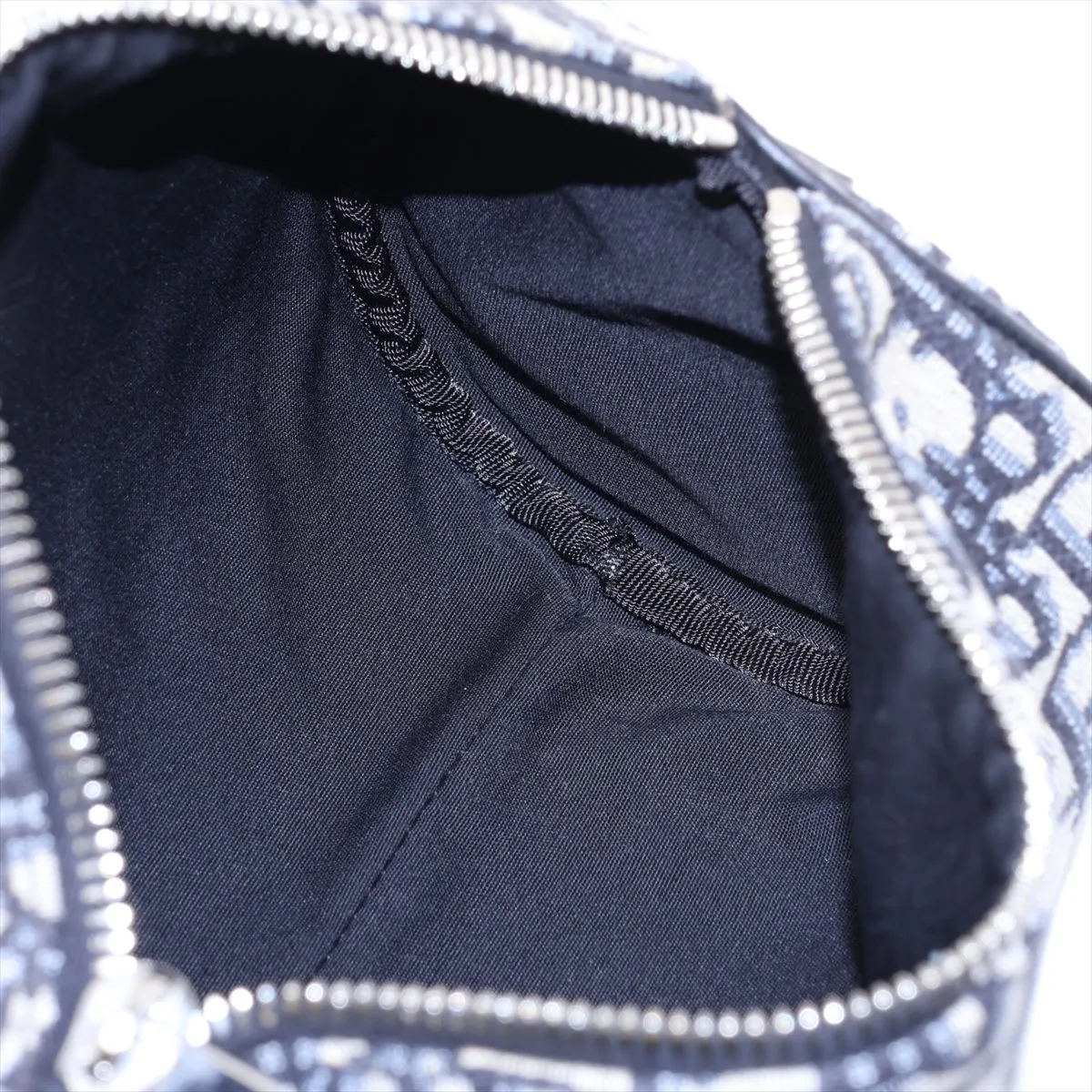 Oblique Canvas x Leather Shoulder Bag, Navy x Black — view 7