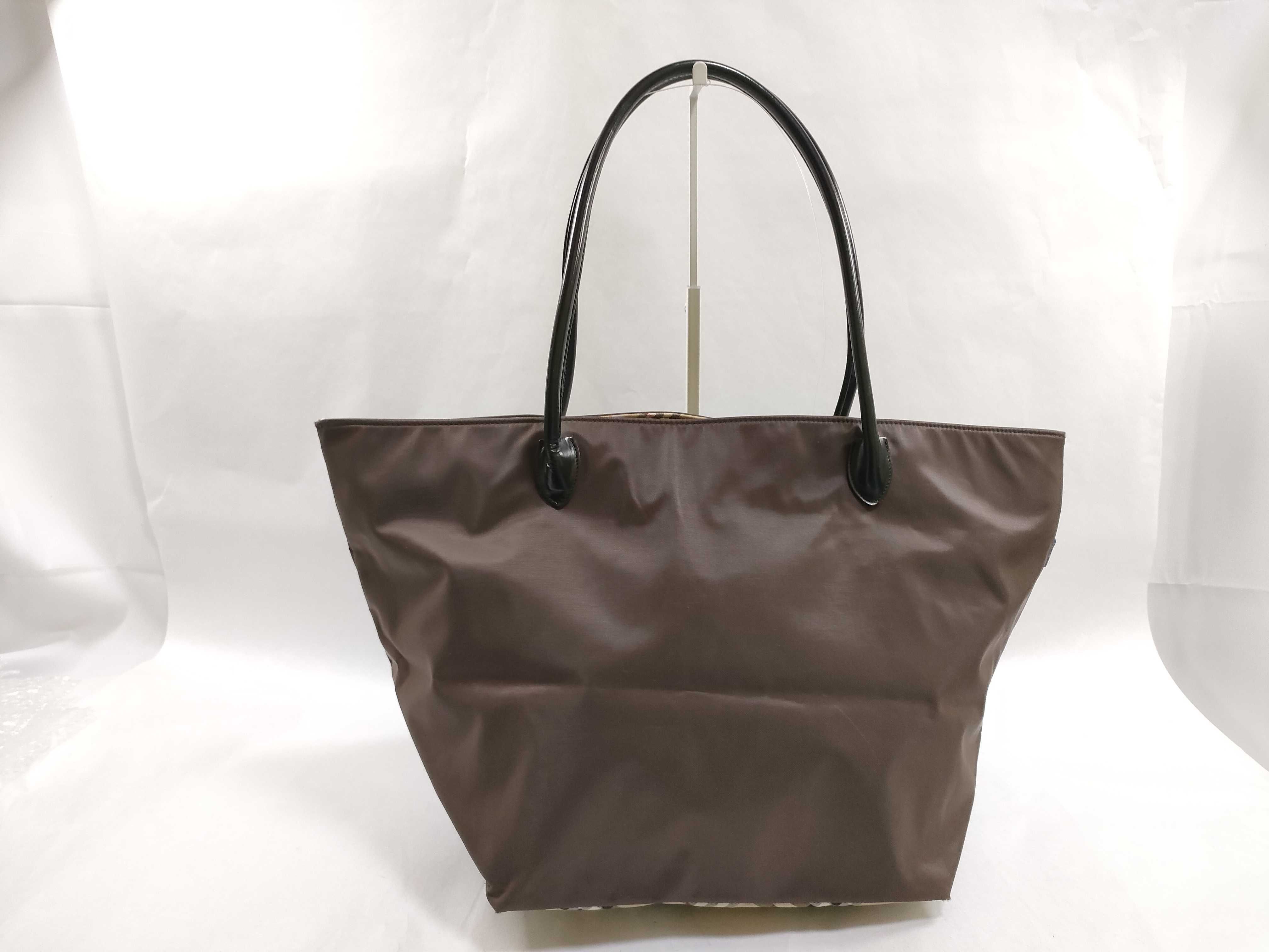 Blue Label Nylon Tote Bag, Brown Tote Bag