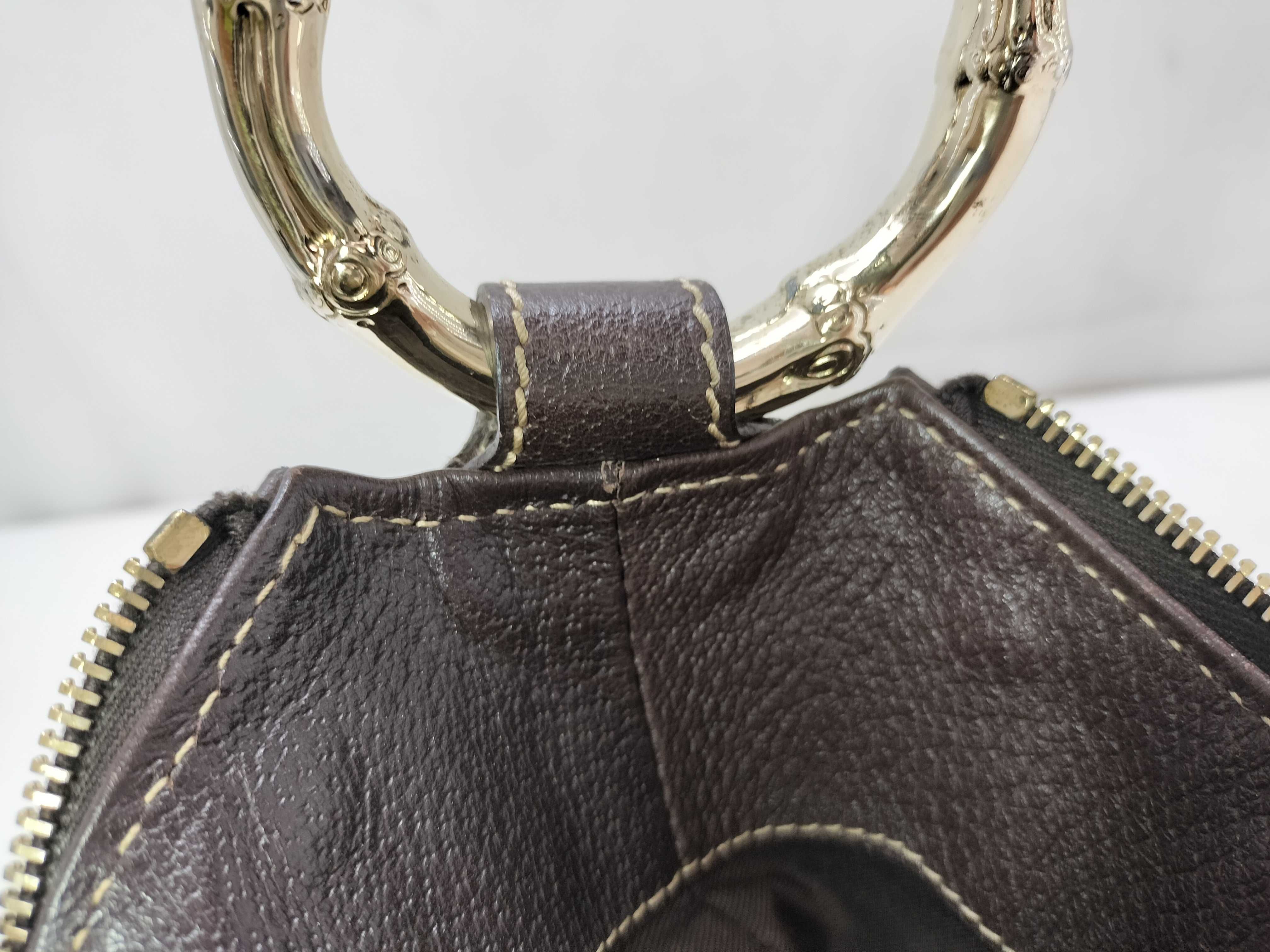 Bamboo Brown Canvas Bamboo Handle Crescent Shoulder Bag — view 13