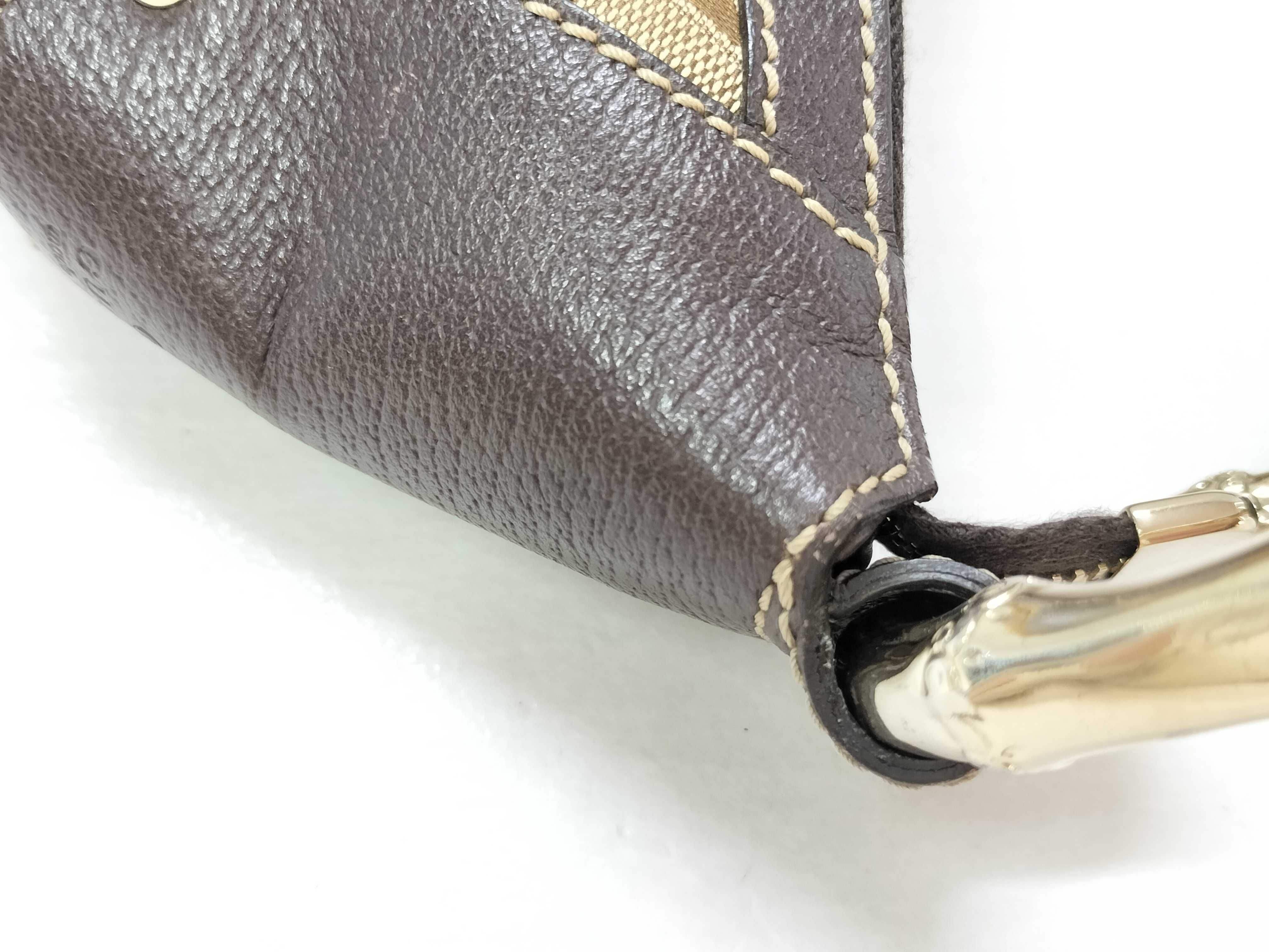 Bamboo Brown Canvas Bamboo Handle Crescent Shoulder Bag — view 5