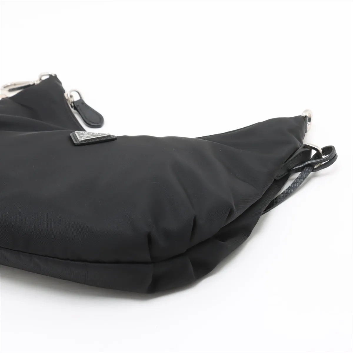 Tessuto Nylon x Leather Chain Shoulder Bag Black — view 3