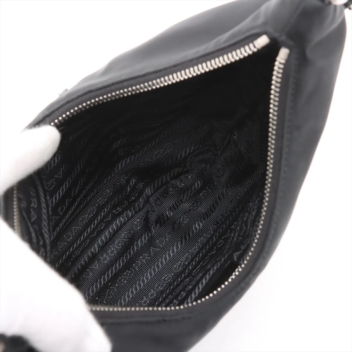 Tessuto Nylon x Leather Chain Shoulder Bag Black — view 6