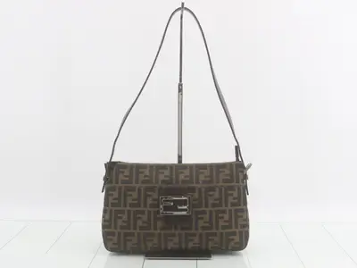 Zucca Shoulder Bag, Canvas/Leather, Brown