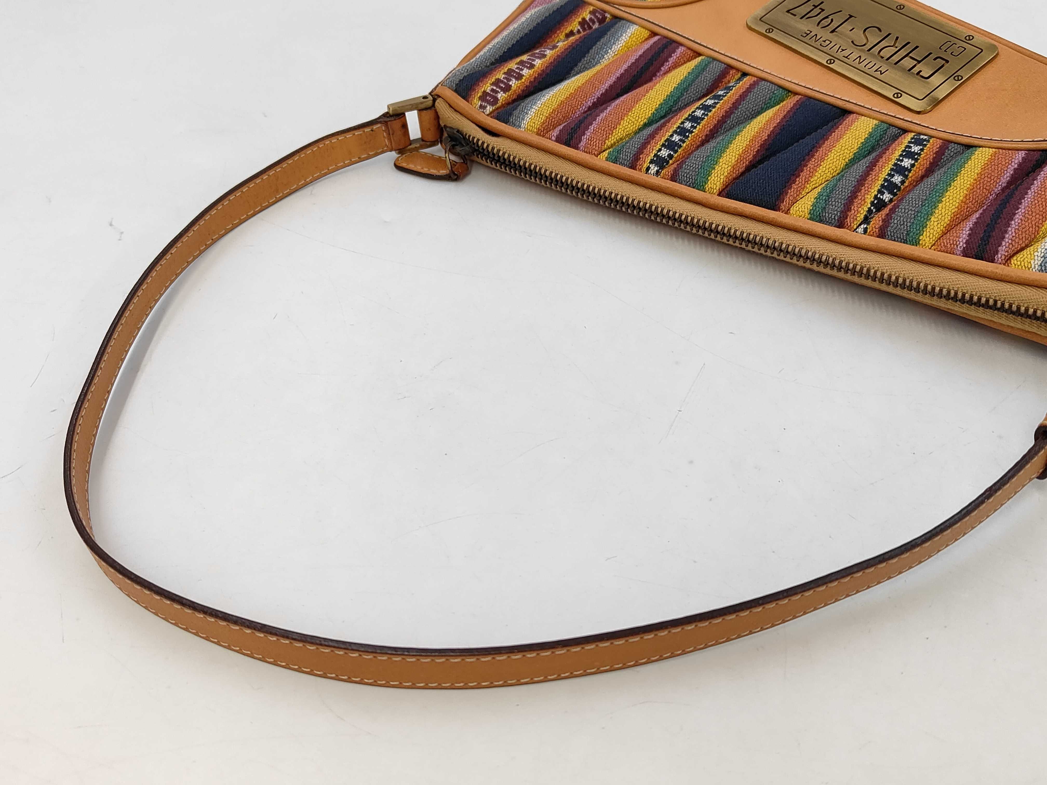 One-Shoulder Bag, Canvas/Leather, Brown/Multi, MONTAIGE CHRIS1947 MA-0022 Handbag — view 3