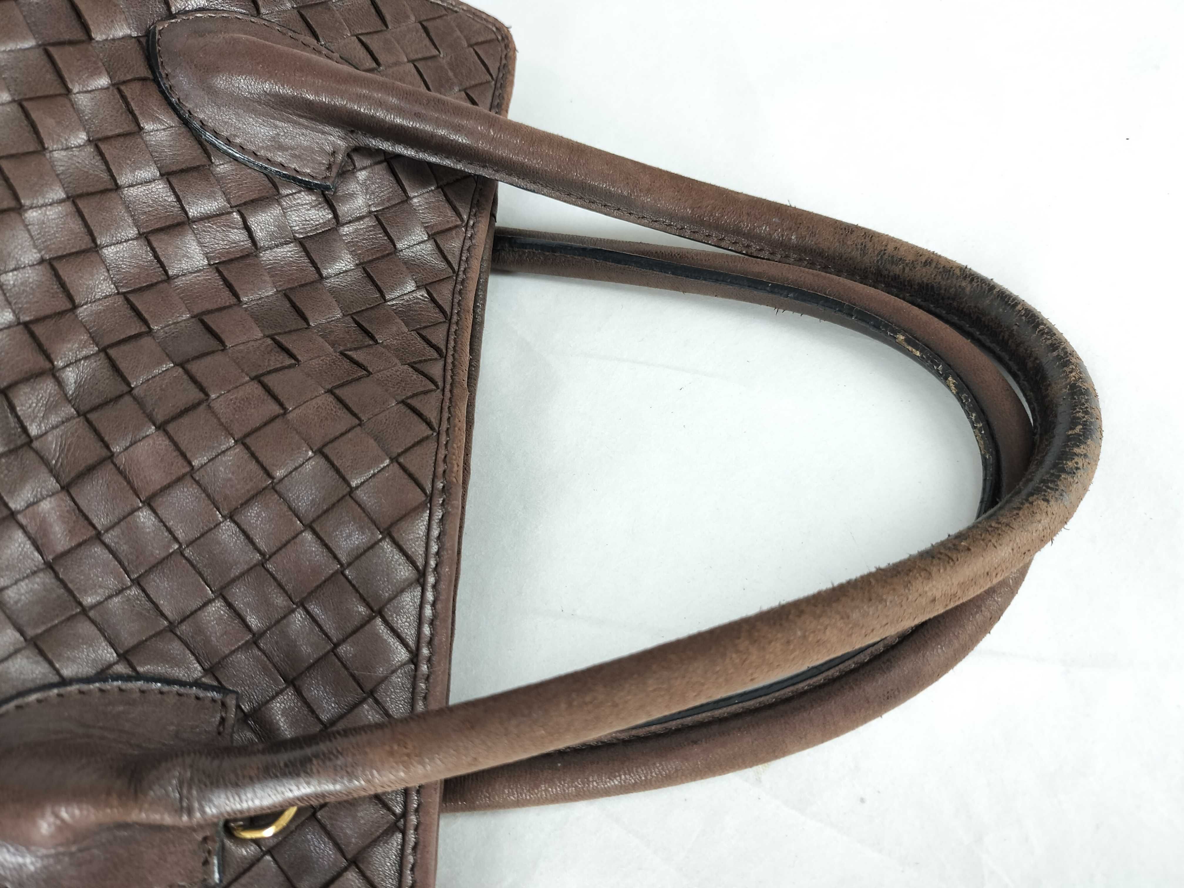 Intrecciato Leather Handbag/Shoulder Bag for Women, Brown Tone — view 3