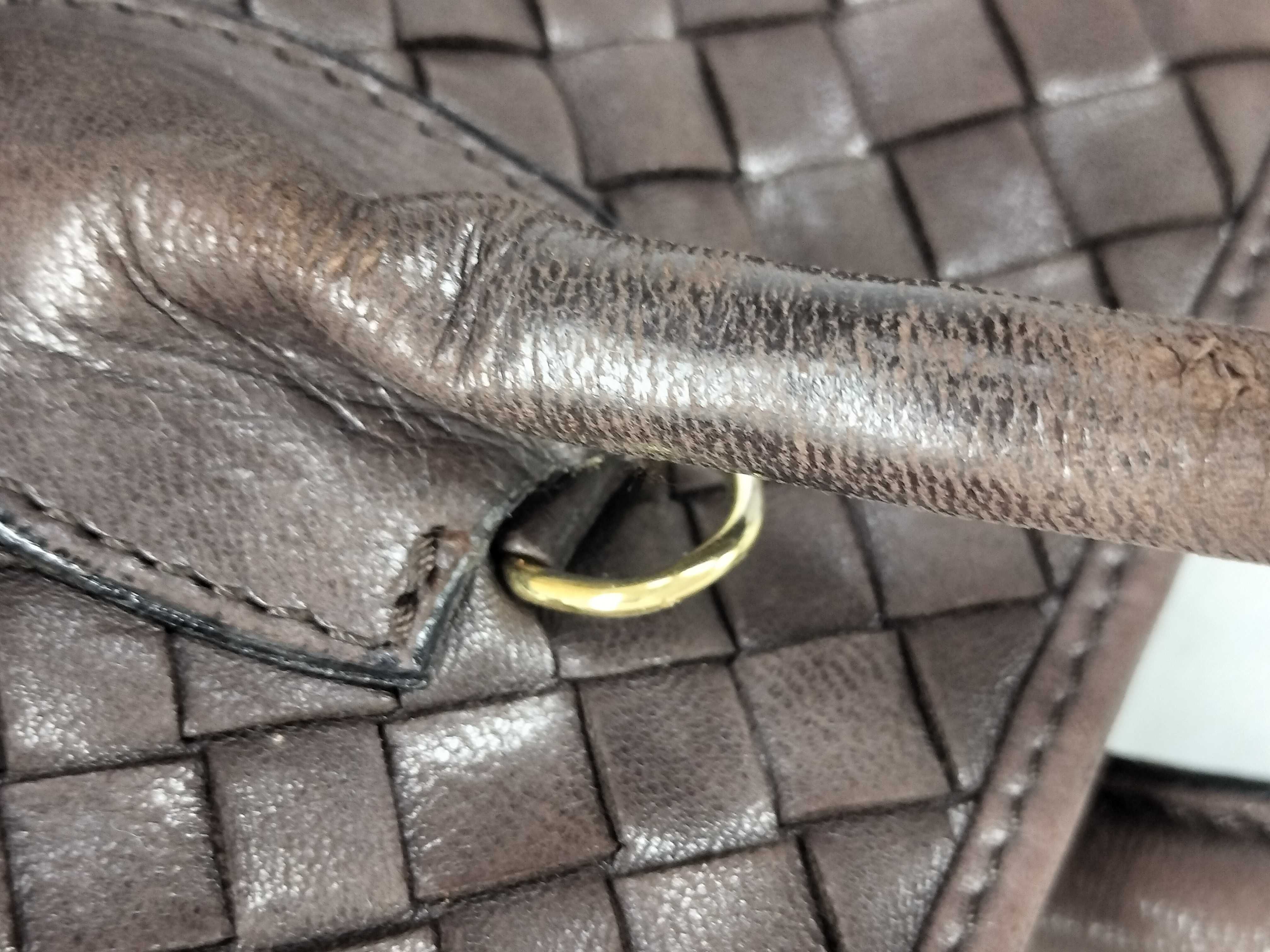 Intrecciato Leather Handbag/Shoulder Bag for Women, Brown Tone — view 5