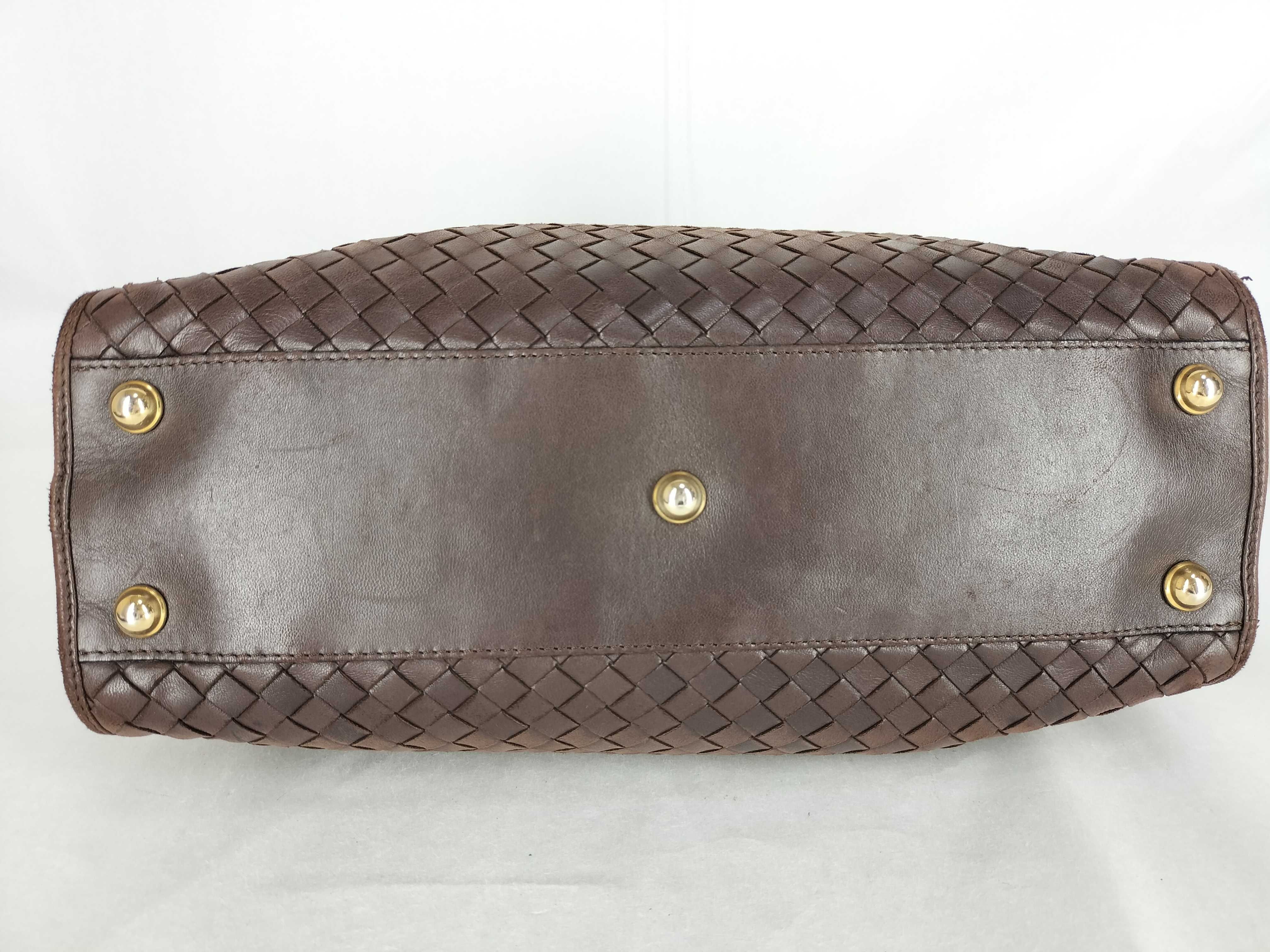 Intrecciato Leather Handbag/Shoulder Bag for Women, Brown Tone — view 7