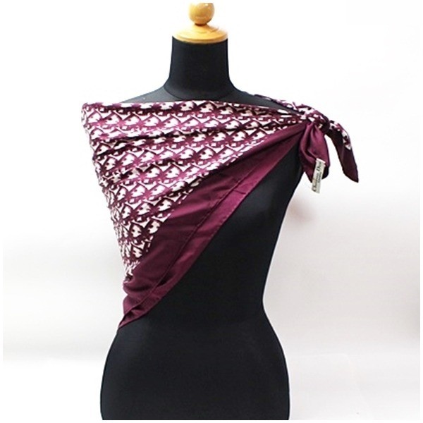 silk scarf, Trotter pattern, burgundy, with tag. — view 2