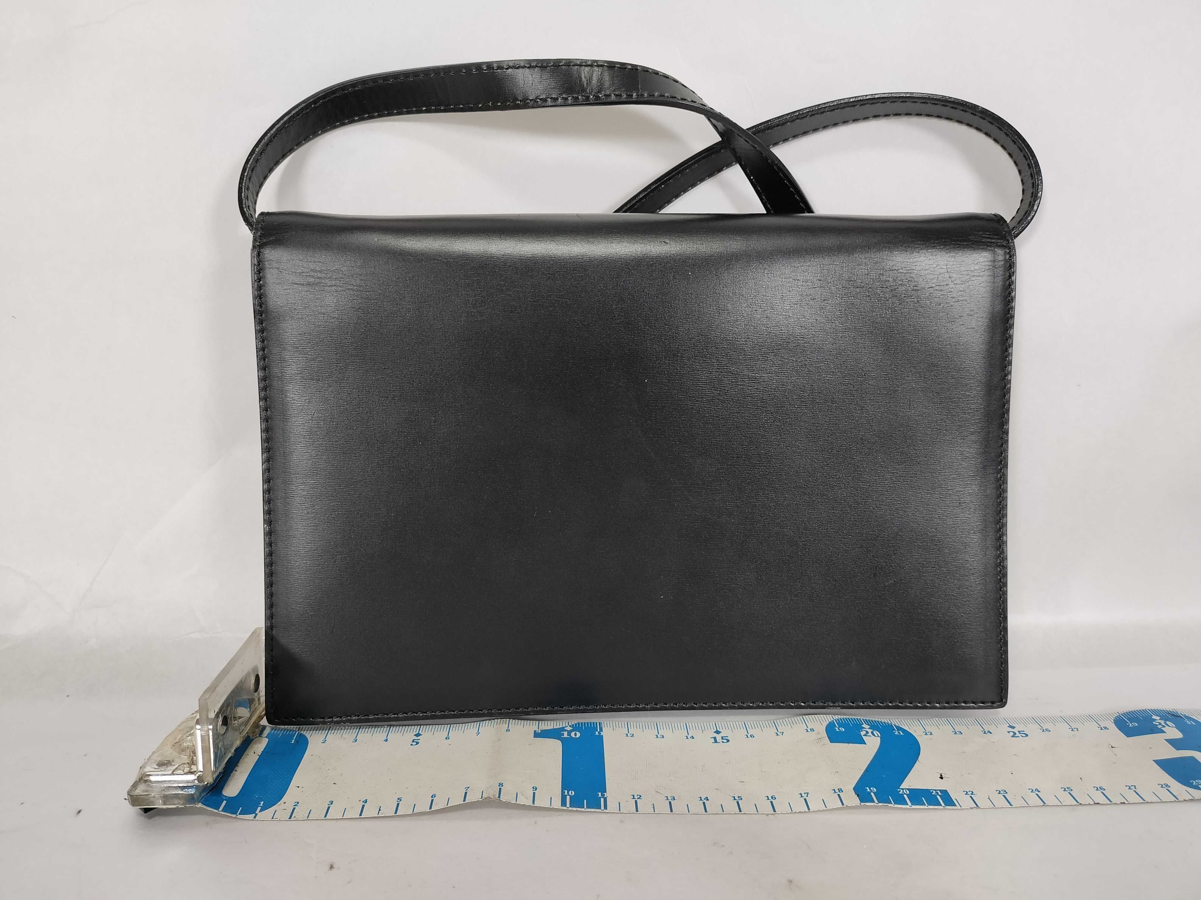Circle Hardware Shoulder Bag, Black Leather — view 2