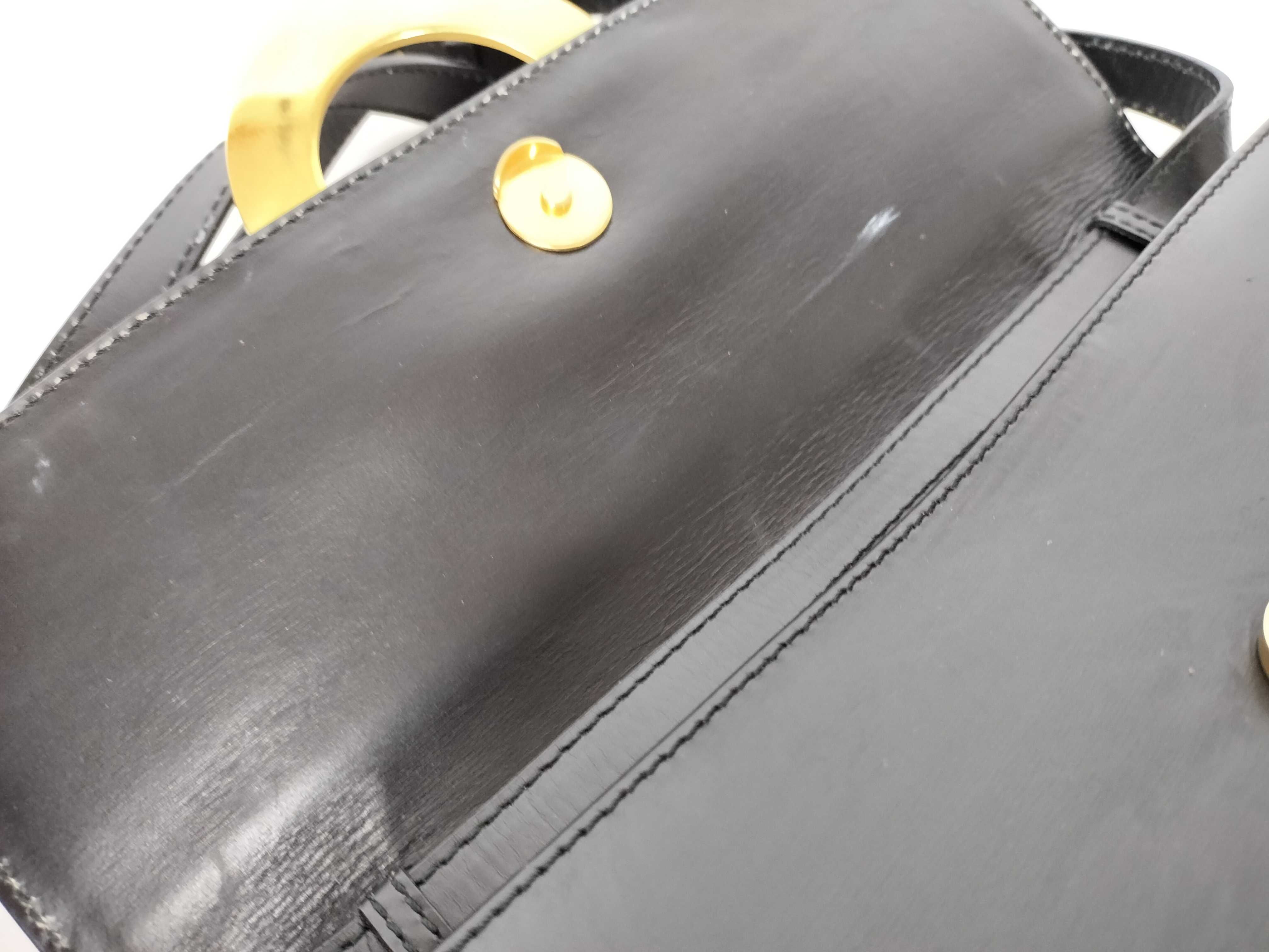 Circle Hardware Shoulder Bag, Black Leather — view 9