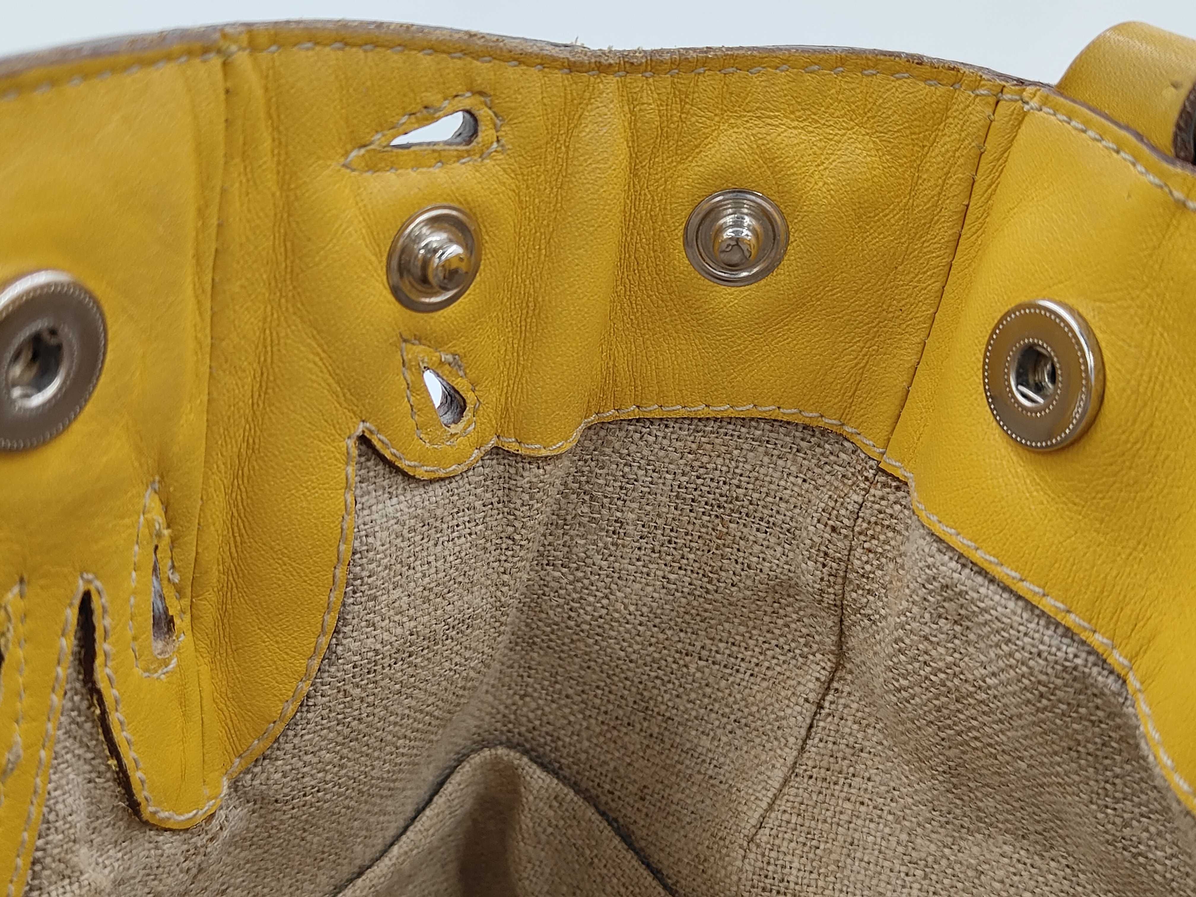 handbag, flower pattern, leather, yellow. — view 11